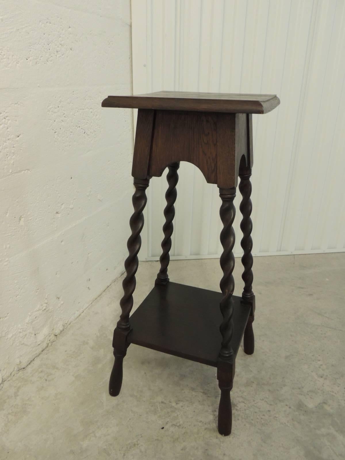 Arts and Crafts Tall Arts & Craft Vintage Plant Stand with Four Turnwood Legs