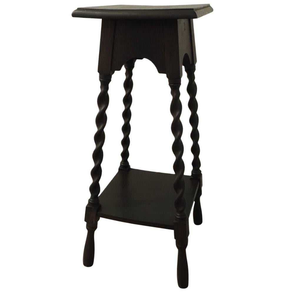Tall Arts & Craft Vintage Plant Stand with Four Turnwood Legs