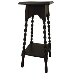 Tall Arts & Craft Vintage Plant Stand with Four Turnwood Legs