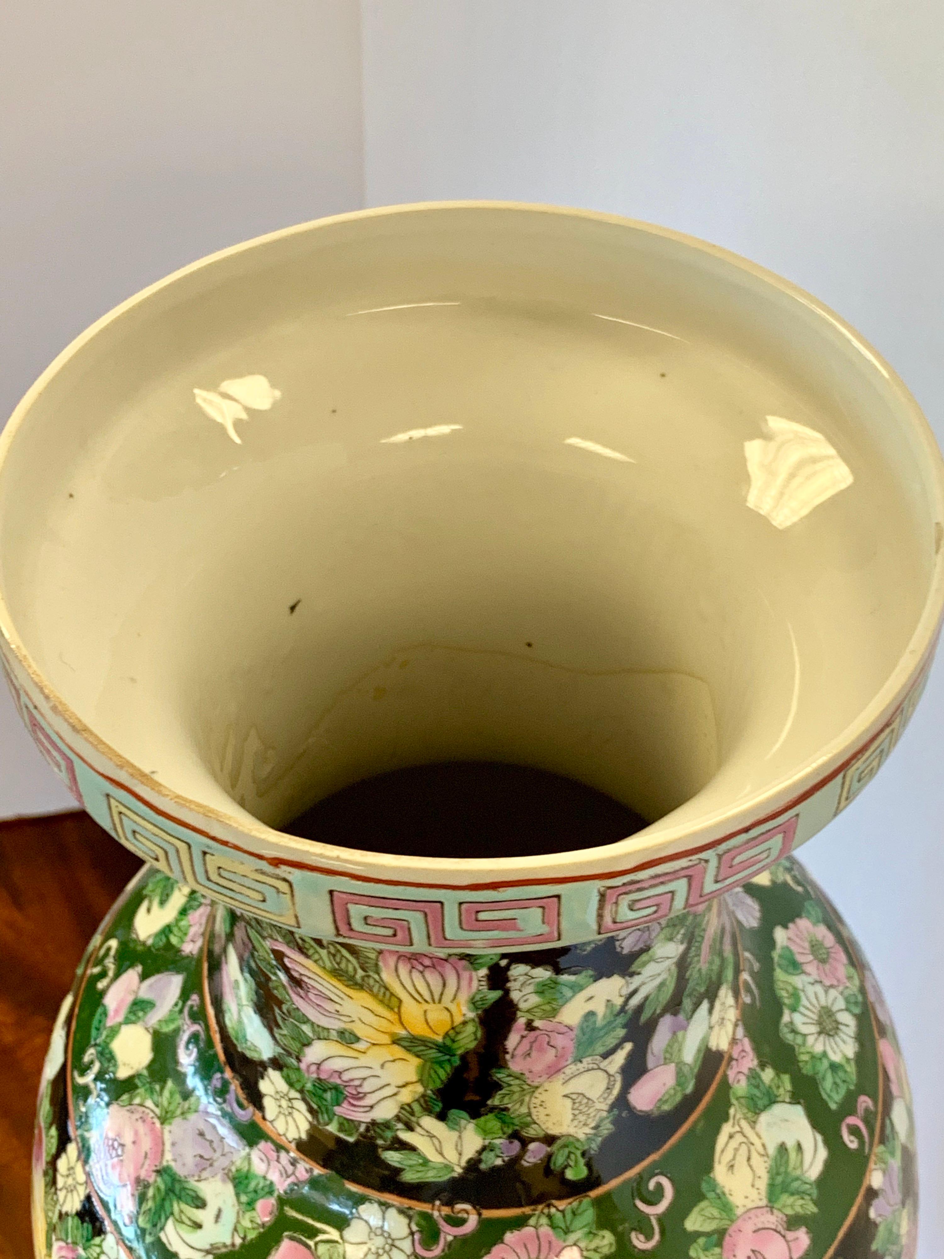 Tall Asian Chinese Famille Noir Porcelain Urn Vase 10