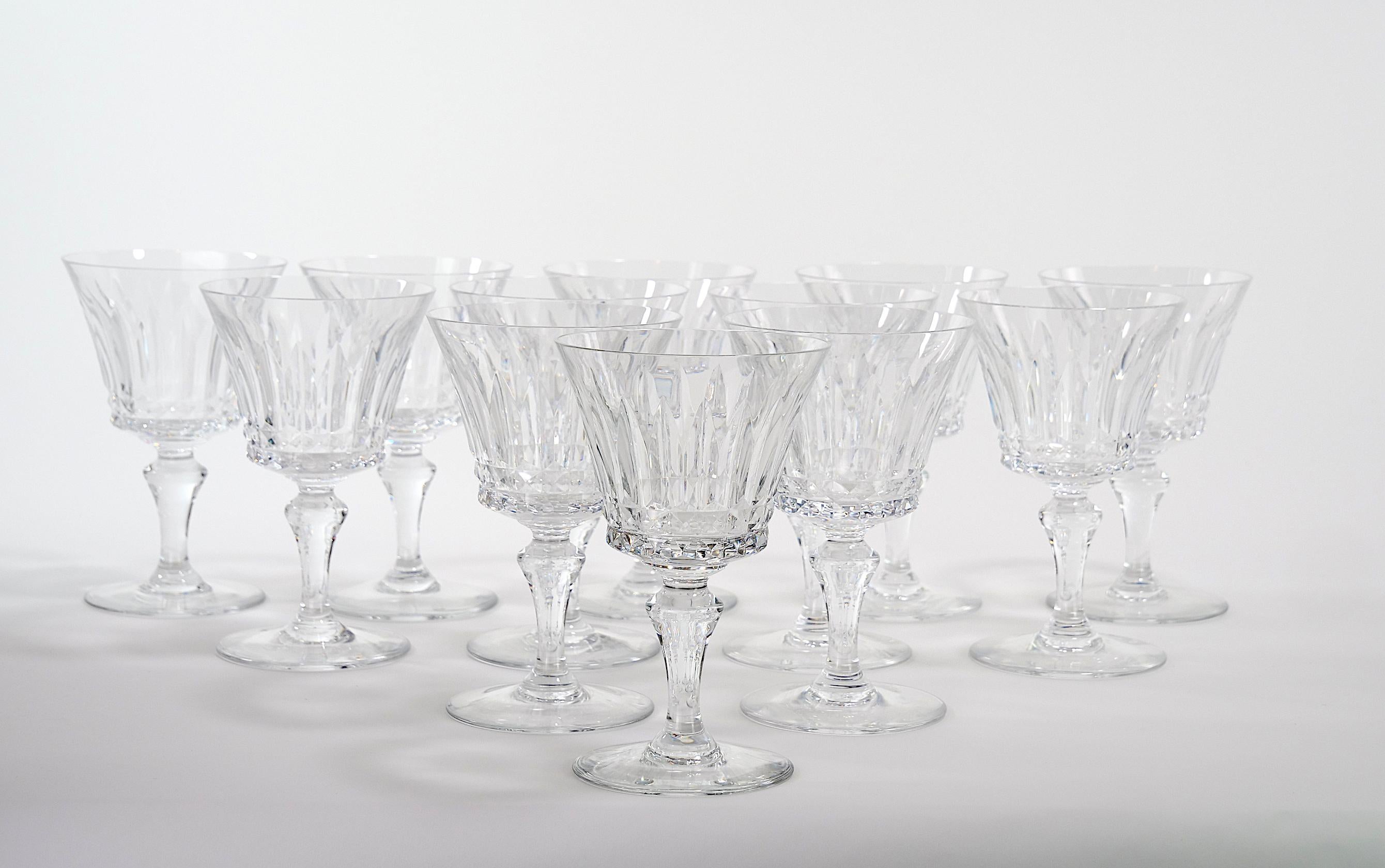 French Tall Baccarat Crystal Barware / Tableware Service / 12 People For Sale