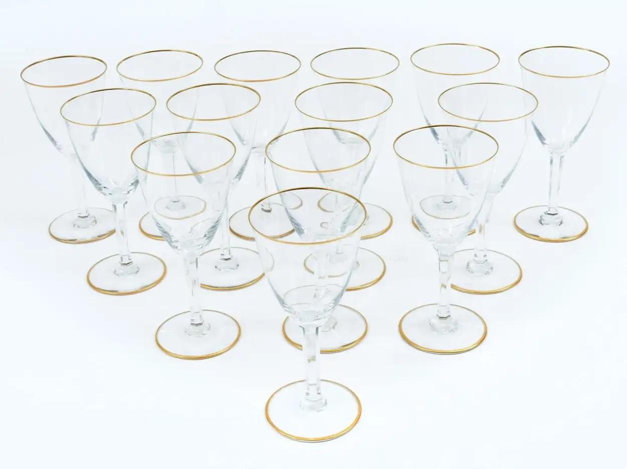 Tall Baccarat Crystal Tableware Wine / Water Service / 12 People For Sale 4