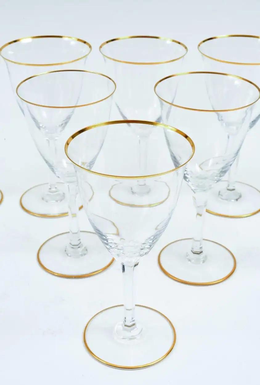 Gilt Tall Baccarat Crystal Tableware Wine / Water Service / 12 People For Sale