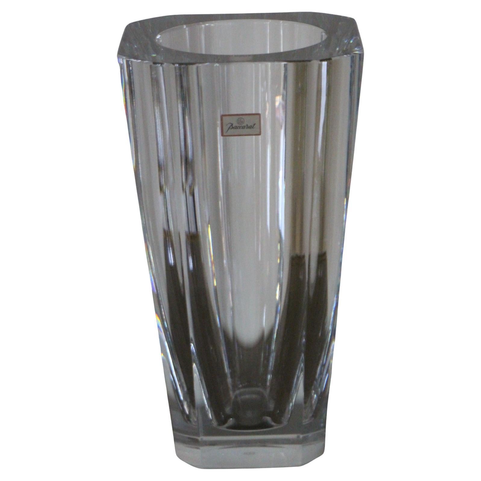 Tall Baccarat Cut Clear Crystal Vase 30 cm