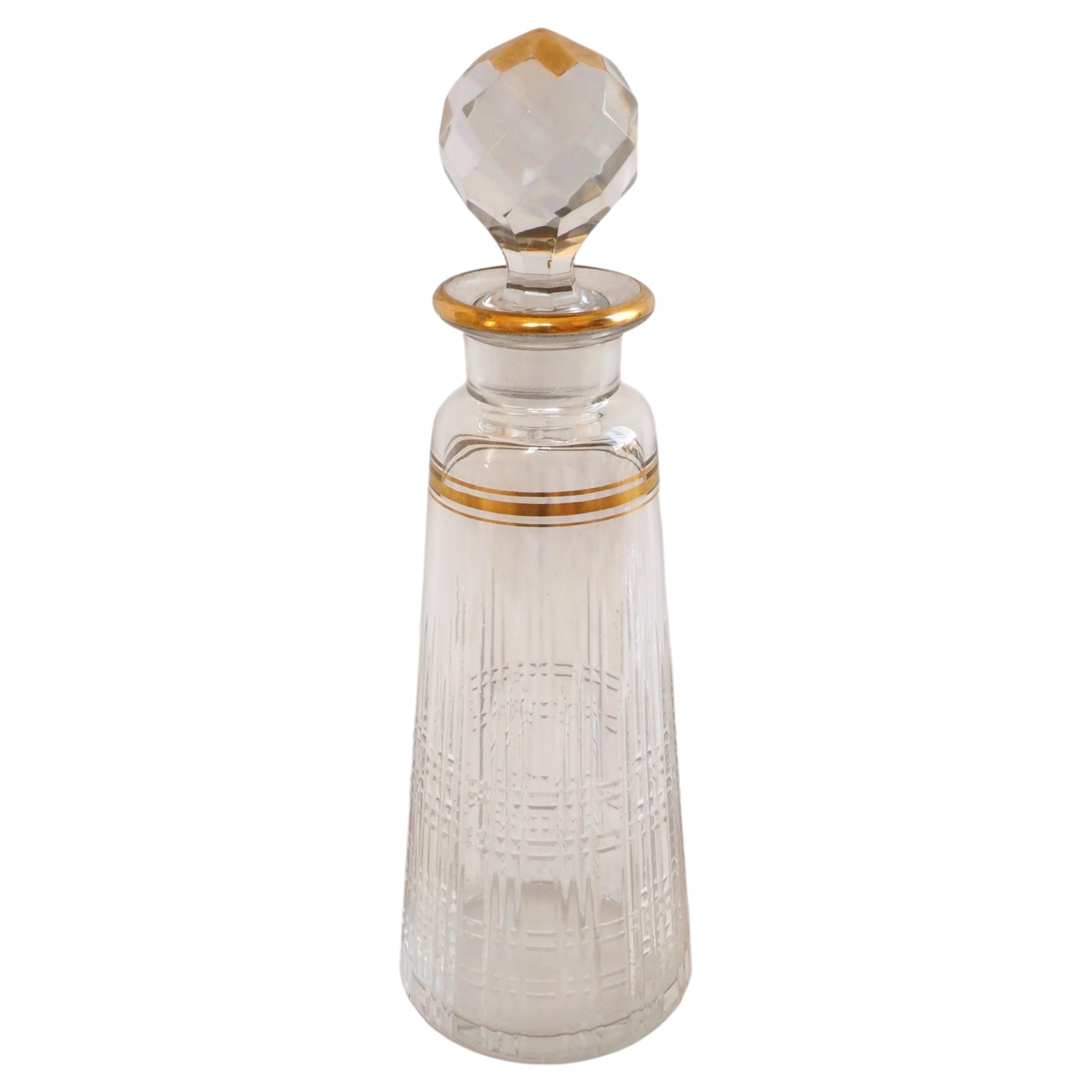 Tall Baccarat perfume bottle, Cavour pattern enhanced with fine gold For Sale