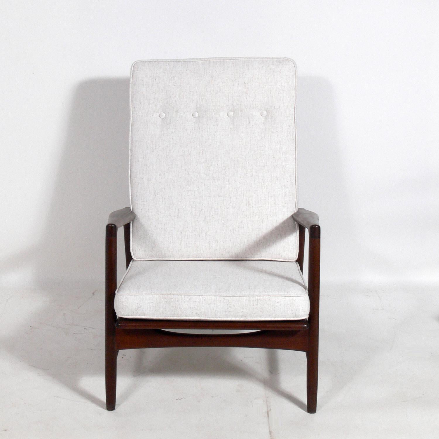 Mid-Century Modern Tall Back Danish Modern Lounge Chair by Ib Kofod-Larsen
