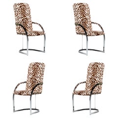 Tall Back Design Institute of America Dining Chairs in Tiger Velvet Set of 4