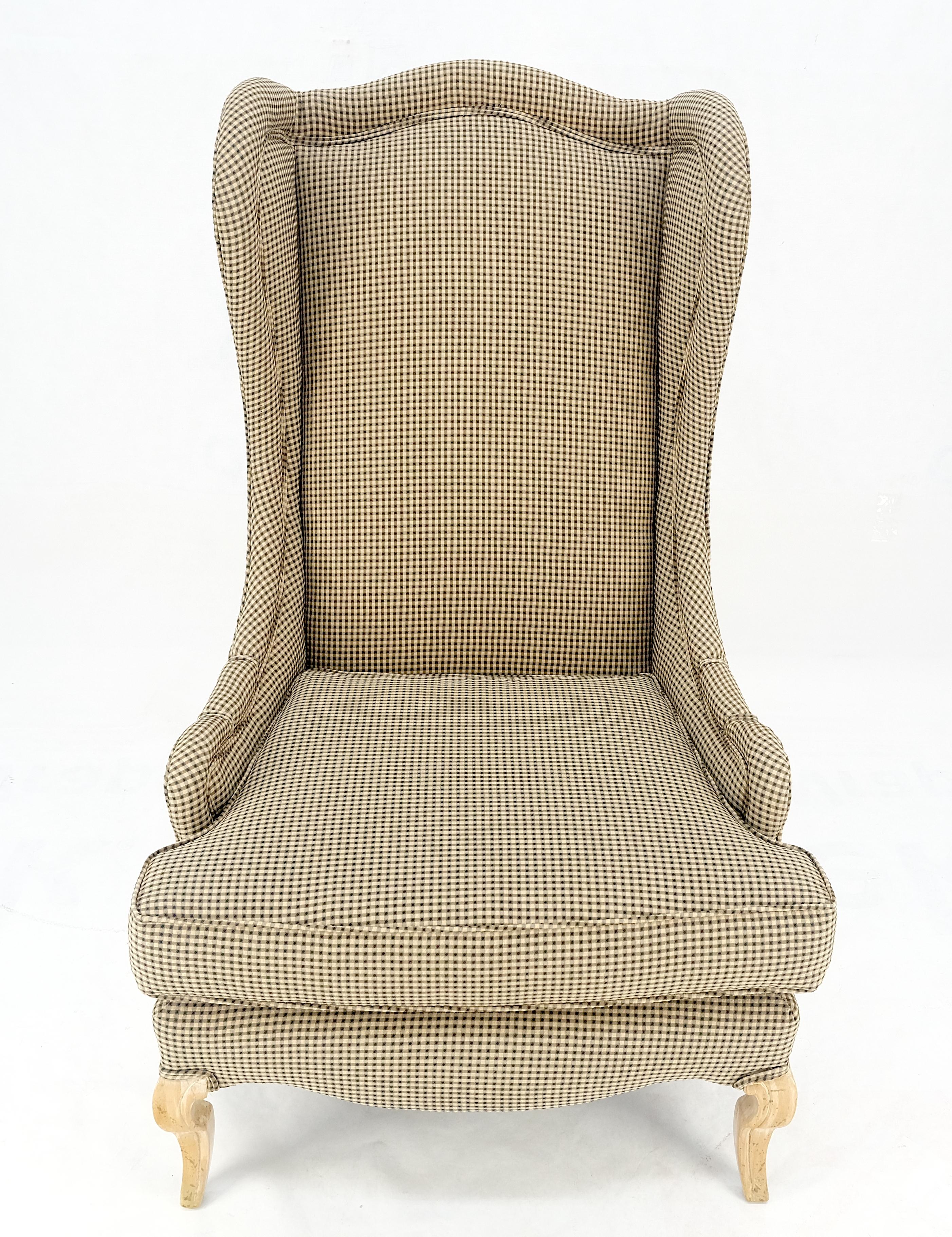 Tall Back French Provincial Cabriole Legs White Wash Finish Legs Wing Arm Chair MINT!