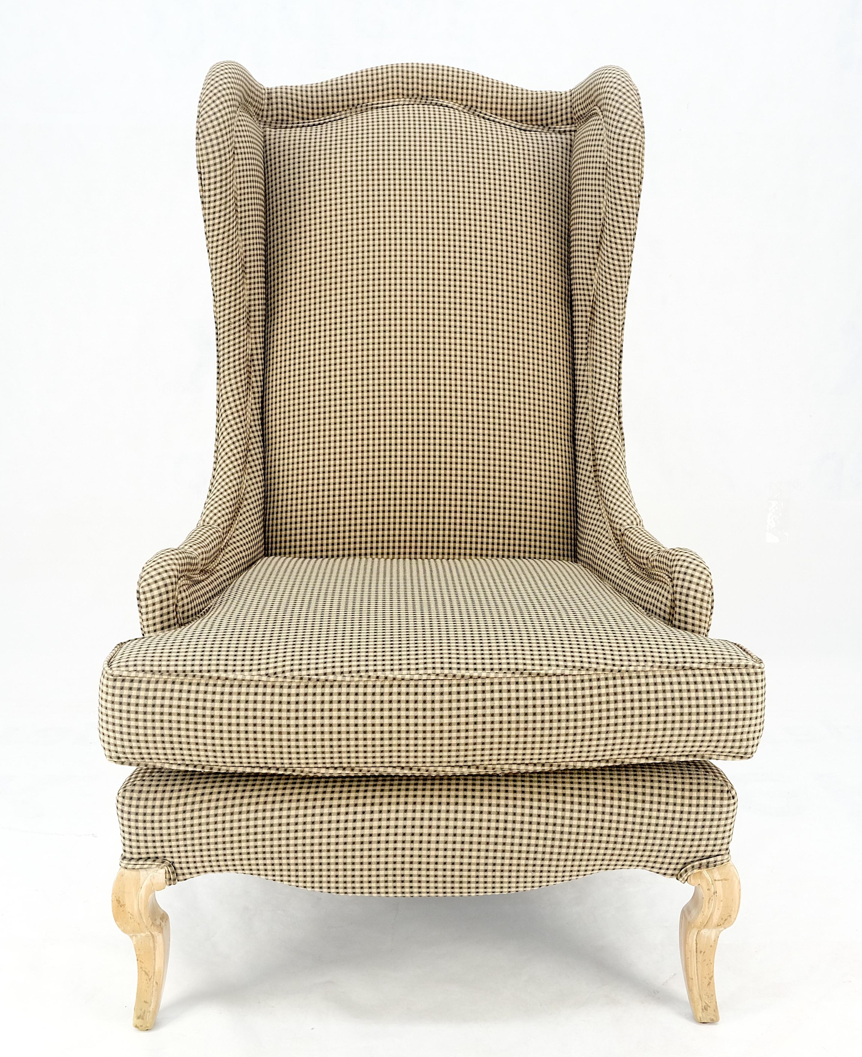 American Tall Back French Provincial Cabriole Legs White Wash Finish Legs Wing ArmChair For Sale