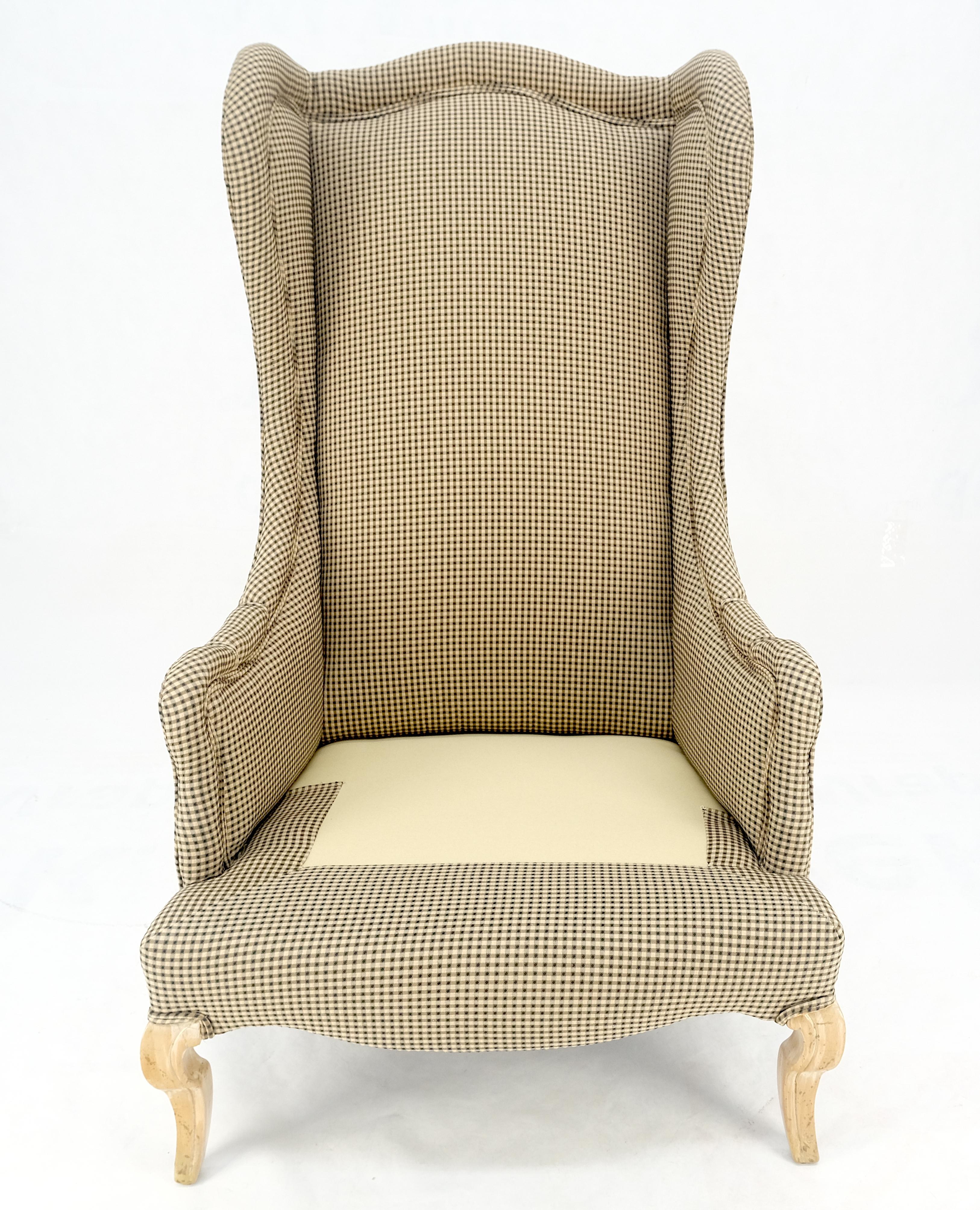 20th Century Tall Back French Provincial Cabriole Legs White Wash Finish Legs Wing ArmChair For Sale