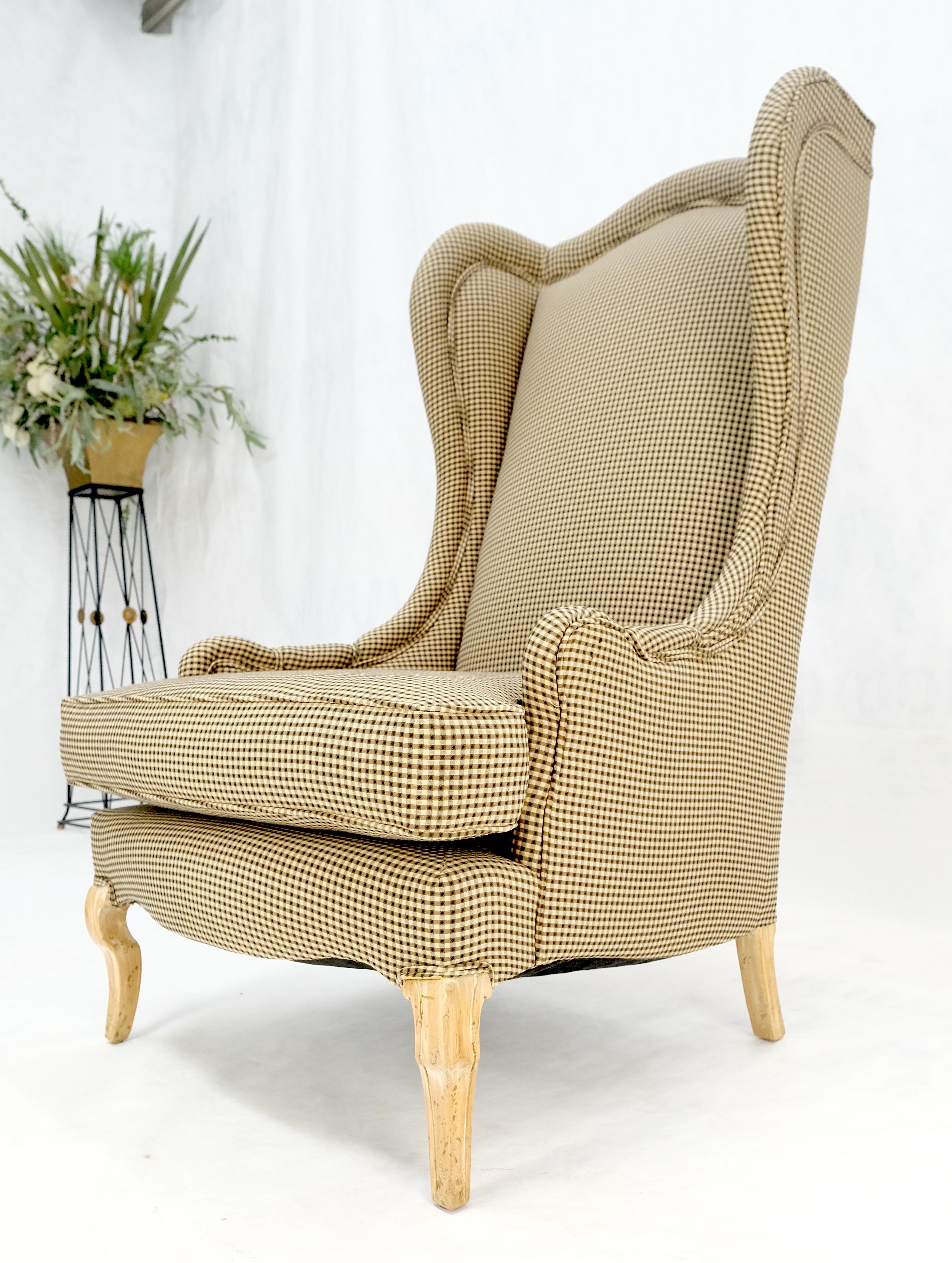 Upholstery Tall Back French Provincial Cabriole Legs White Wash Finish Legs Wing ArmChair For Sale