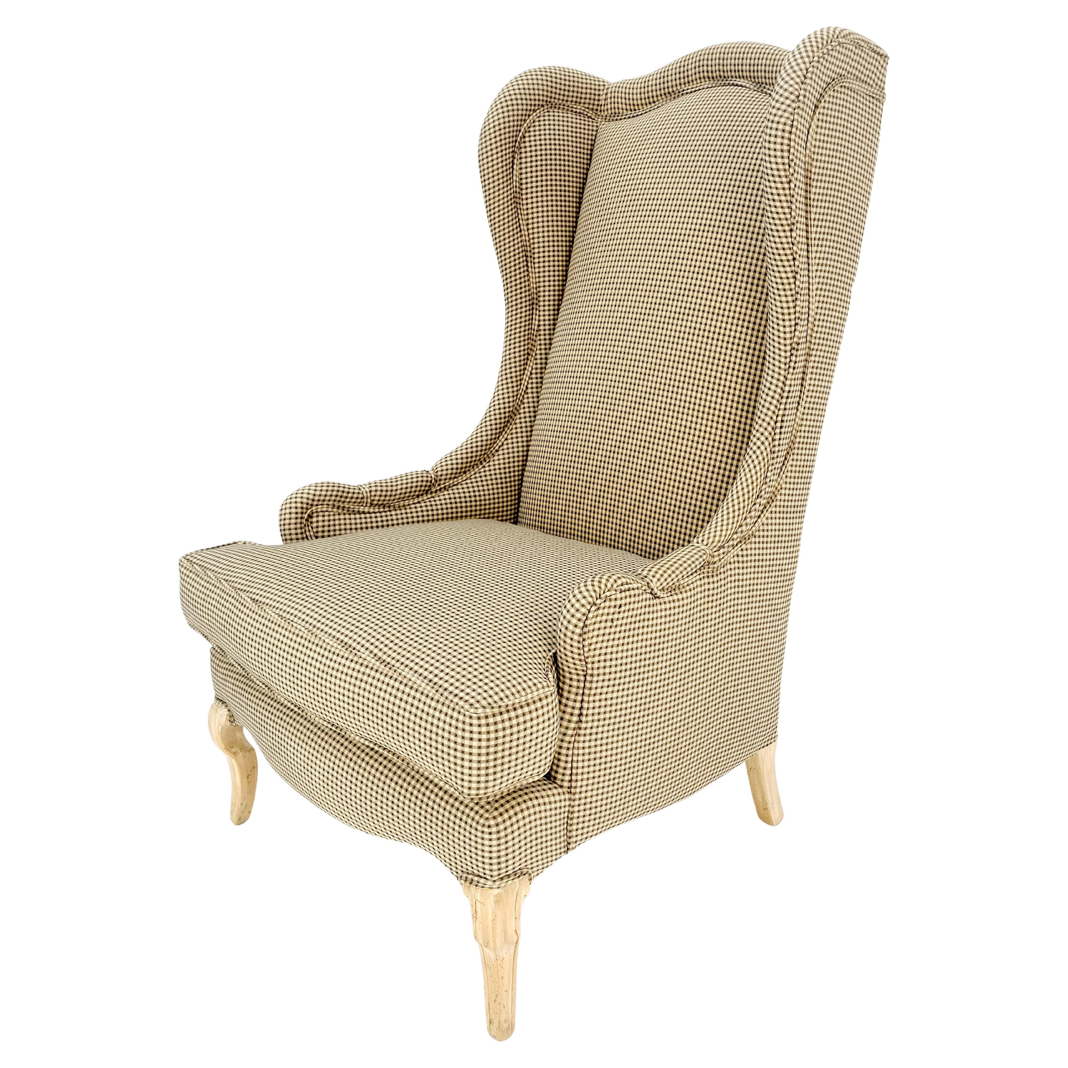 Tall Back French Provincial Cabriole Legs White Wash Finish Legs Wing ArmChair For Sale
