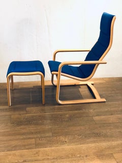 Tall Back Lamello Chair & Ottoman by Yngve Ekström for Swedese