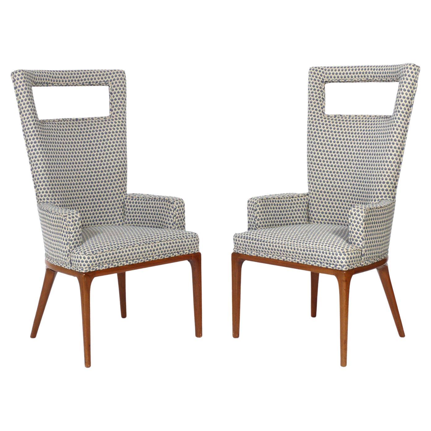 Tall Back Lounge Chairs by Tomlinson Refinished and Reupholstered For Sale