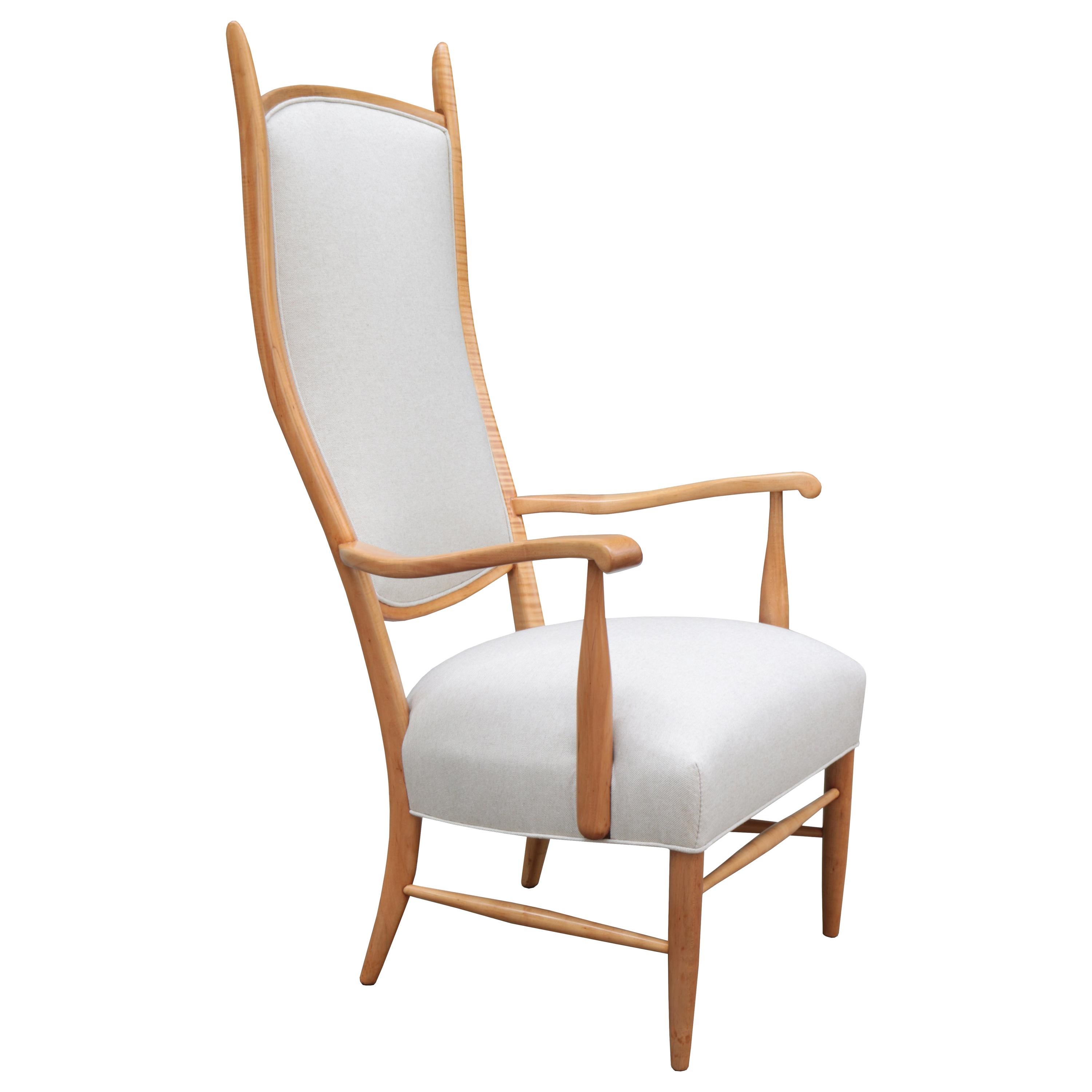 Tall Back Midcentury Armchair For Sale