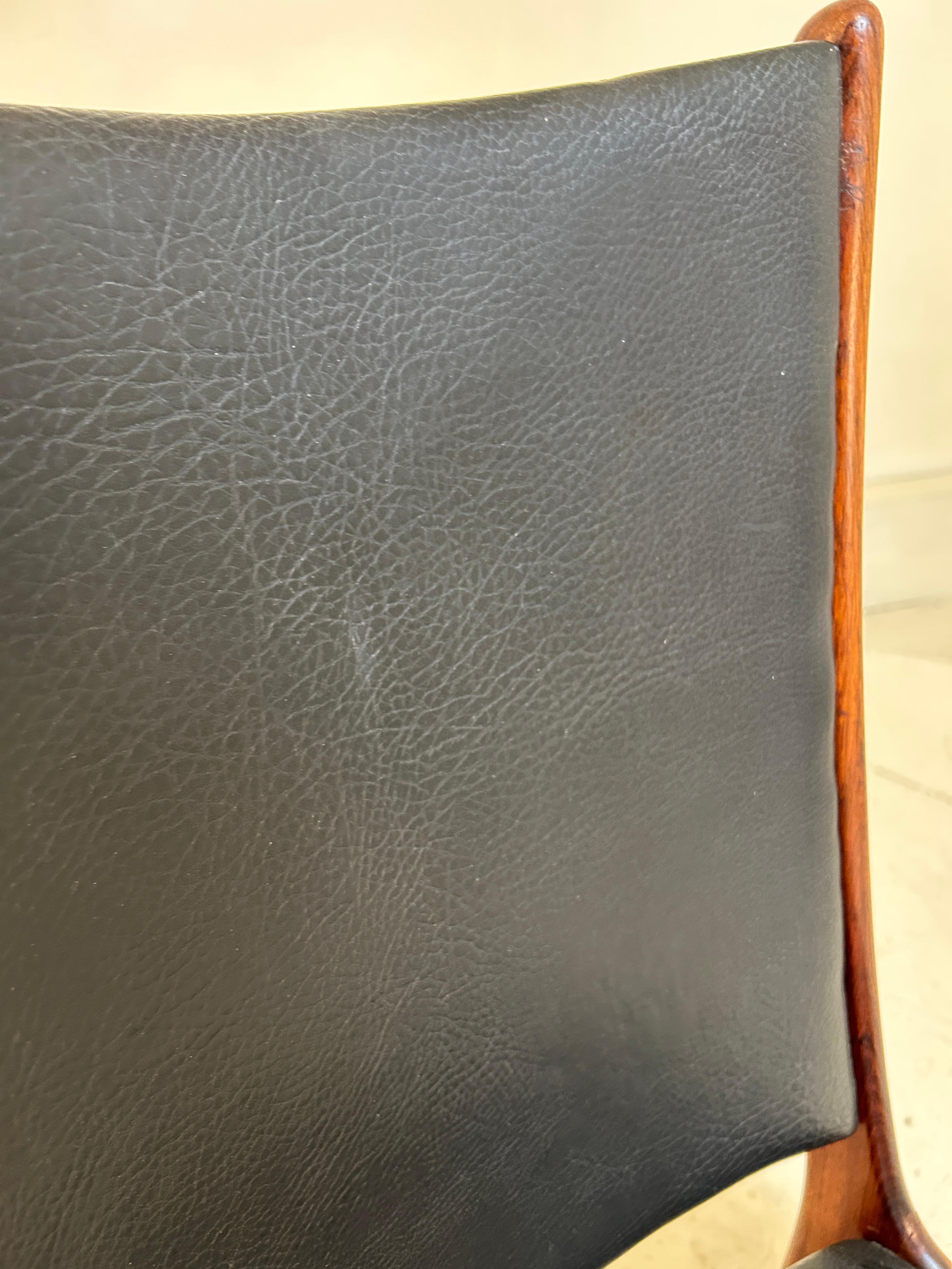 Faux Leather Tall Back Rosewood Danish Dining Chair For Sale