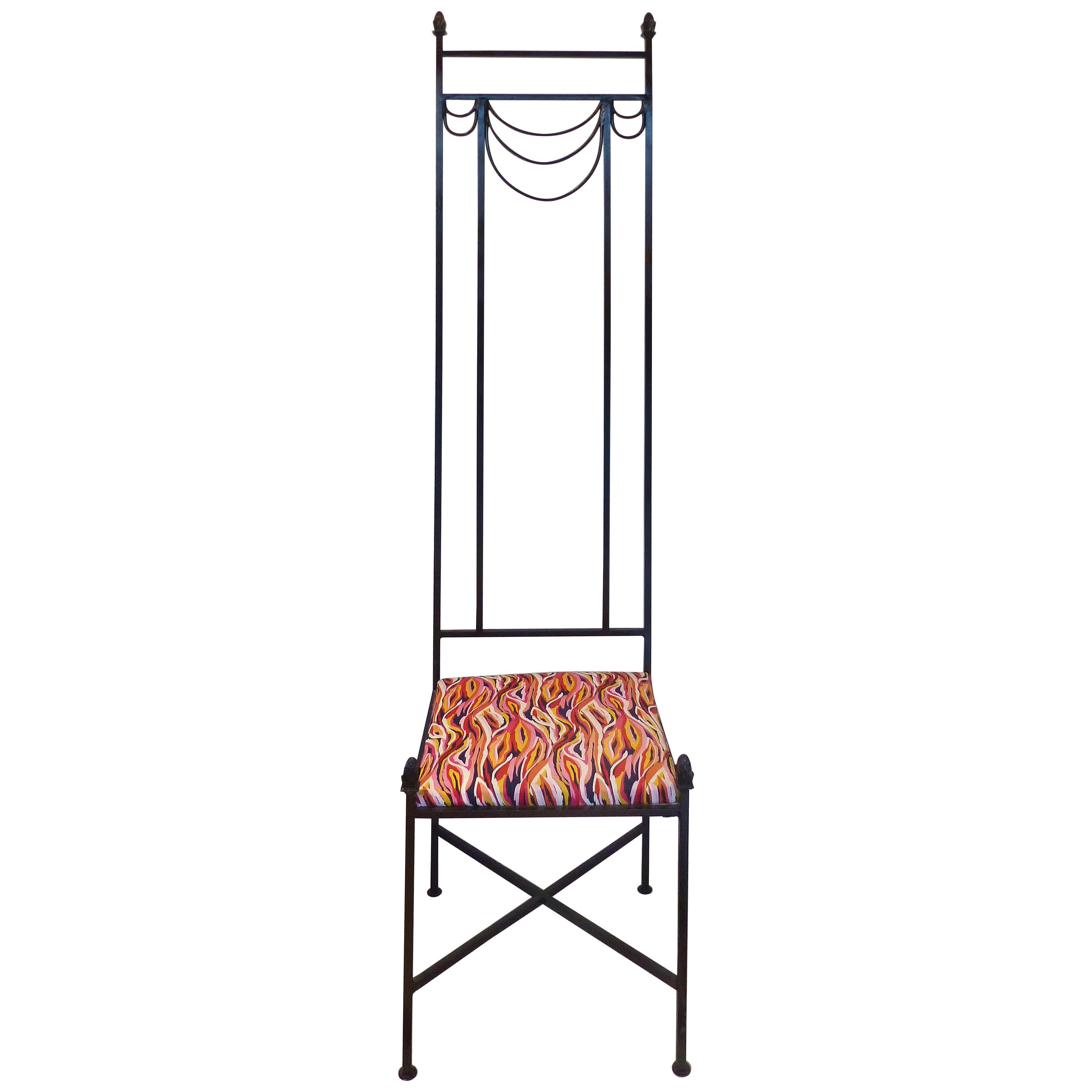 Tall Back Sculptural Wrought Iron Chair in the Manner of Mackintosh