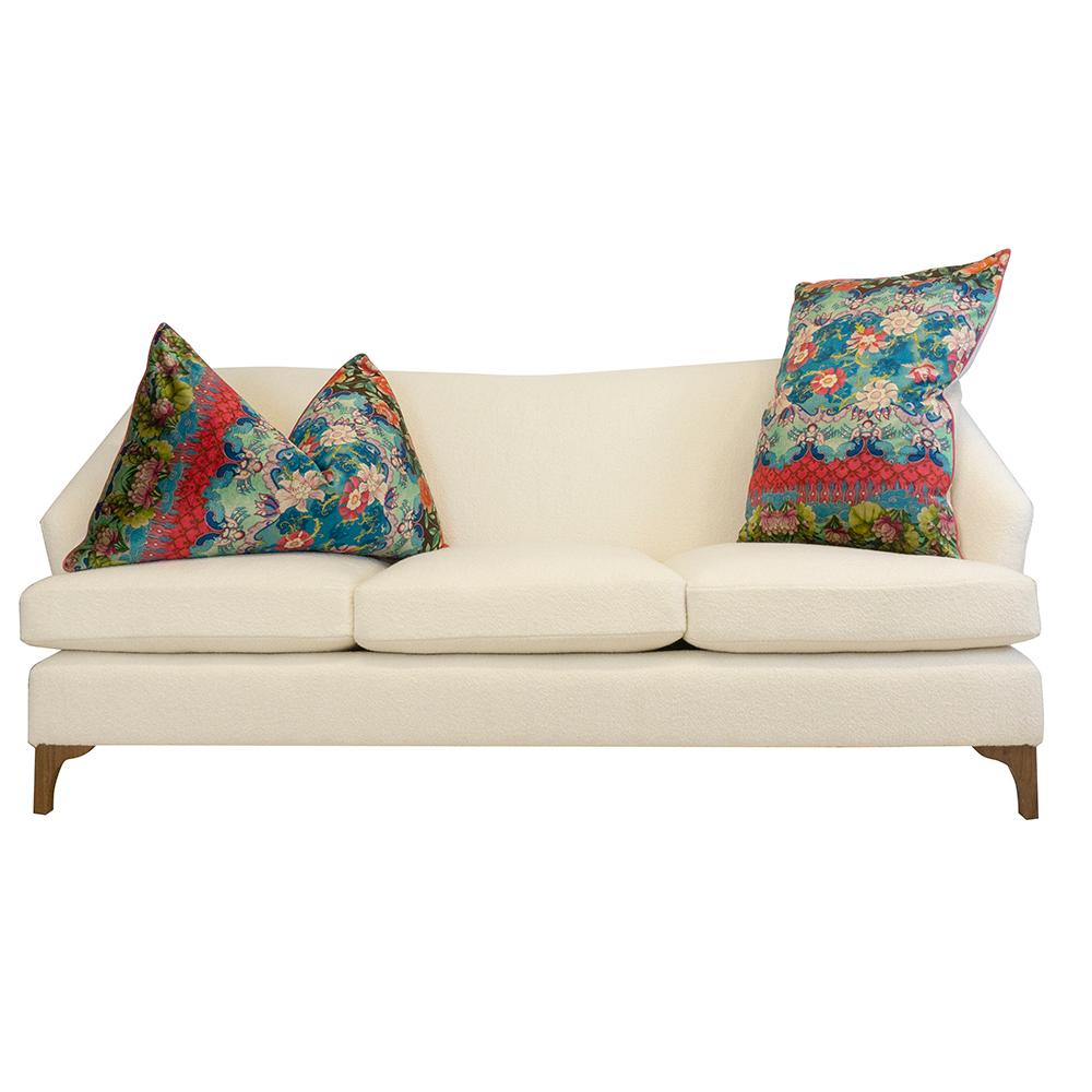 Modern Winged Sofa with Tall Back and Loose Cushions For Sale