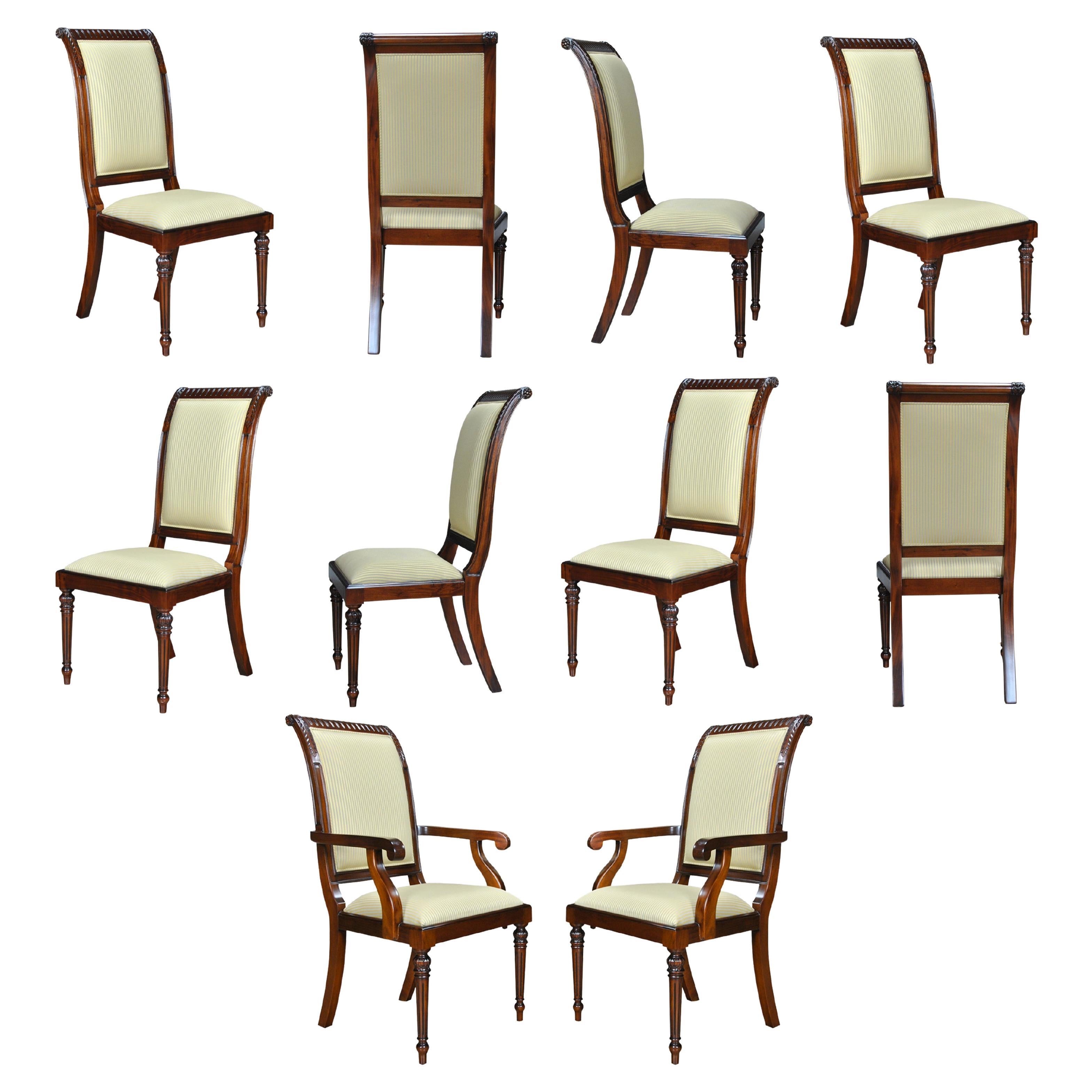 Tall Back Upholstered Chairs, Set of 10 For Sale