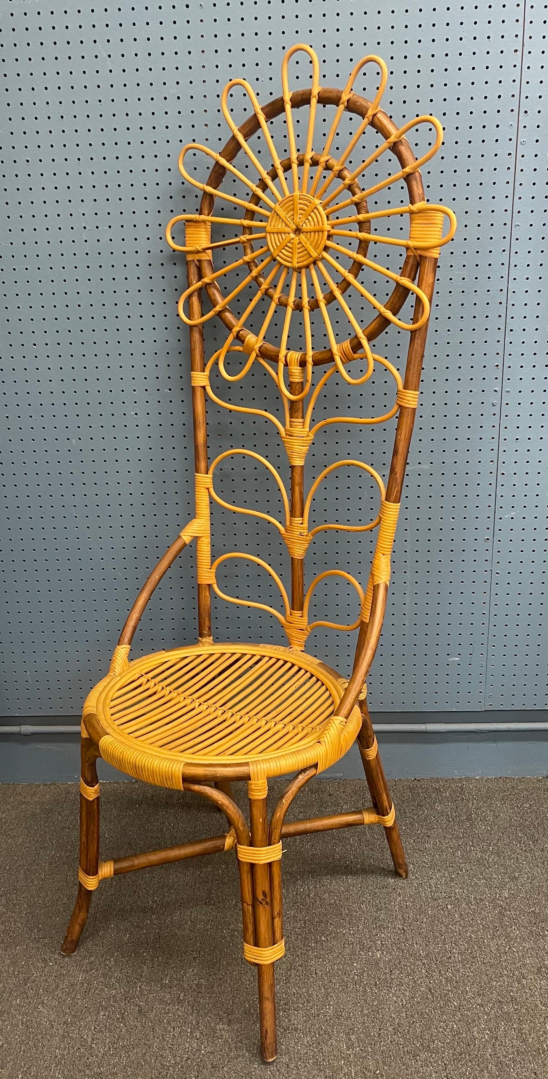 Tall Bamboo Sun Flower Chair For Sale 4