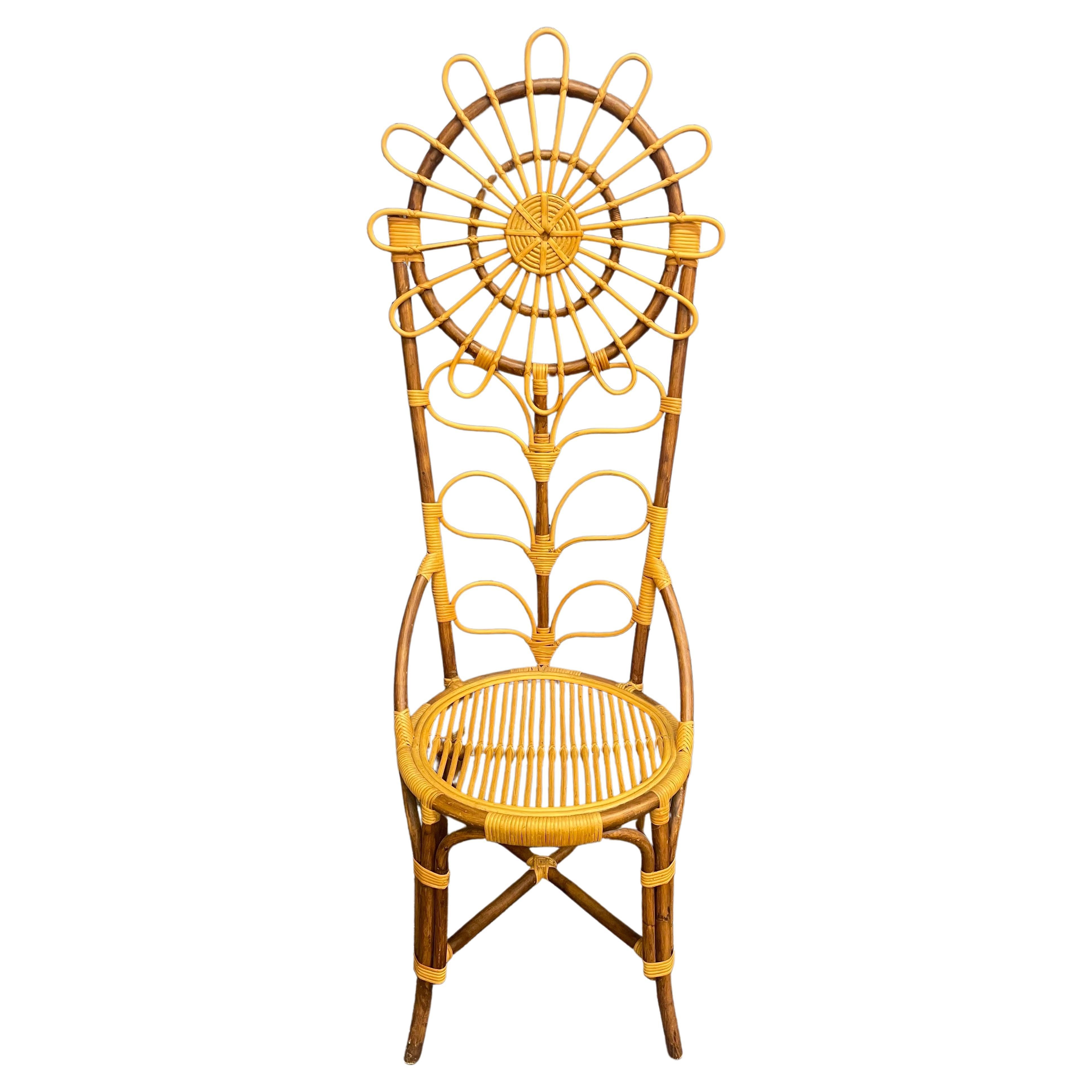 Bohemian Tall Bamboo Sun Flower Chair For Sale