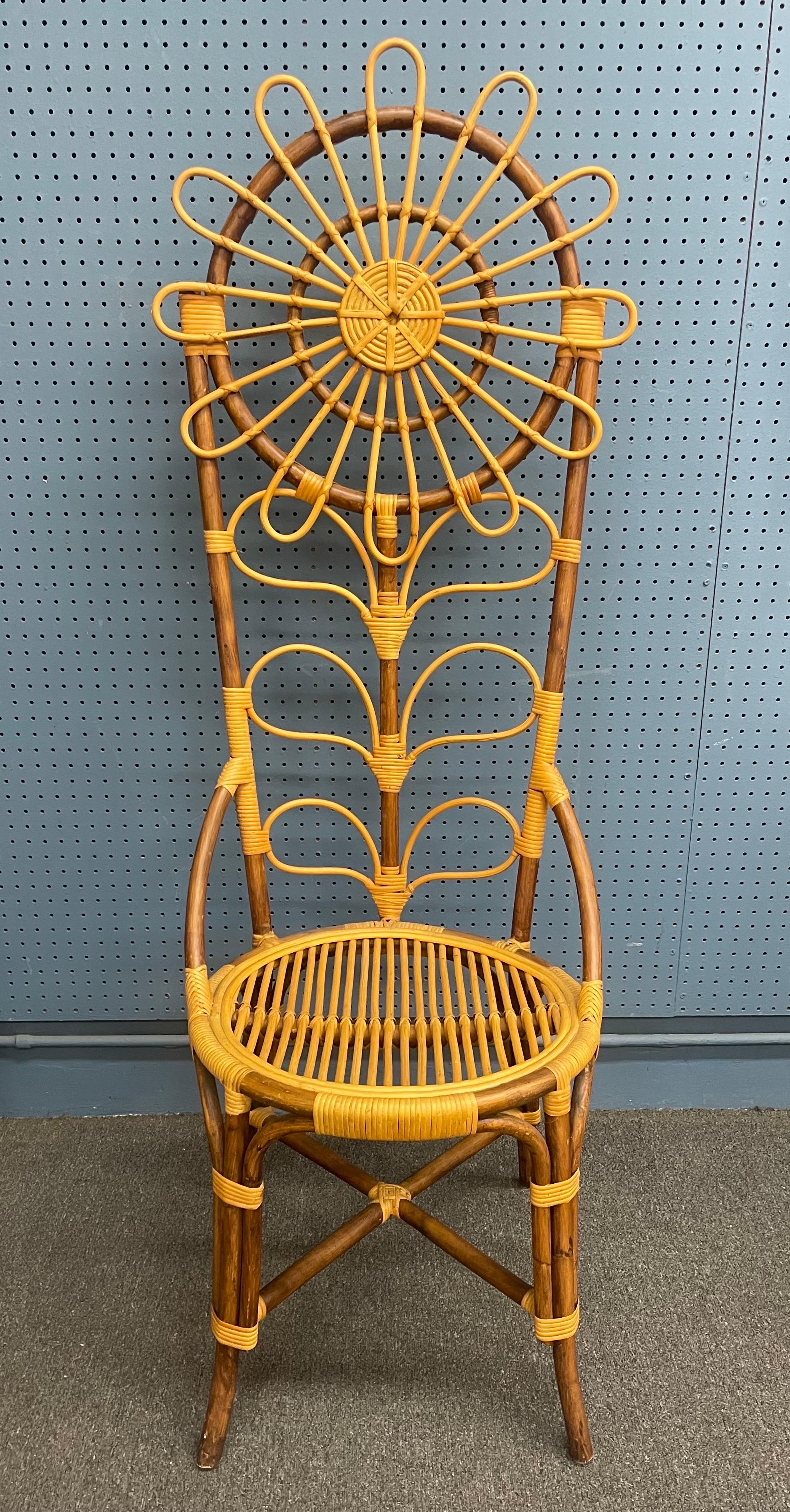 American Tall Bamboo Sun Flower Chair For Sale