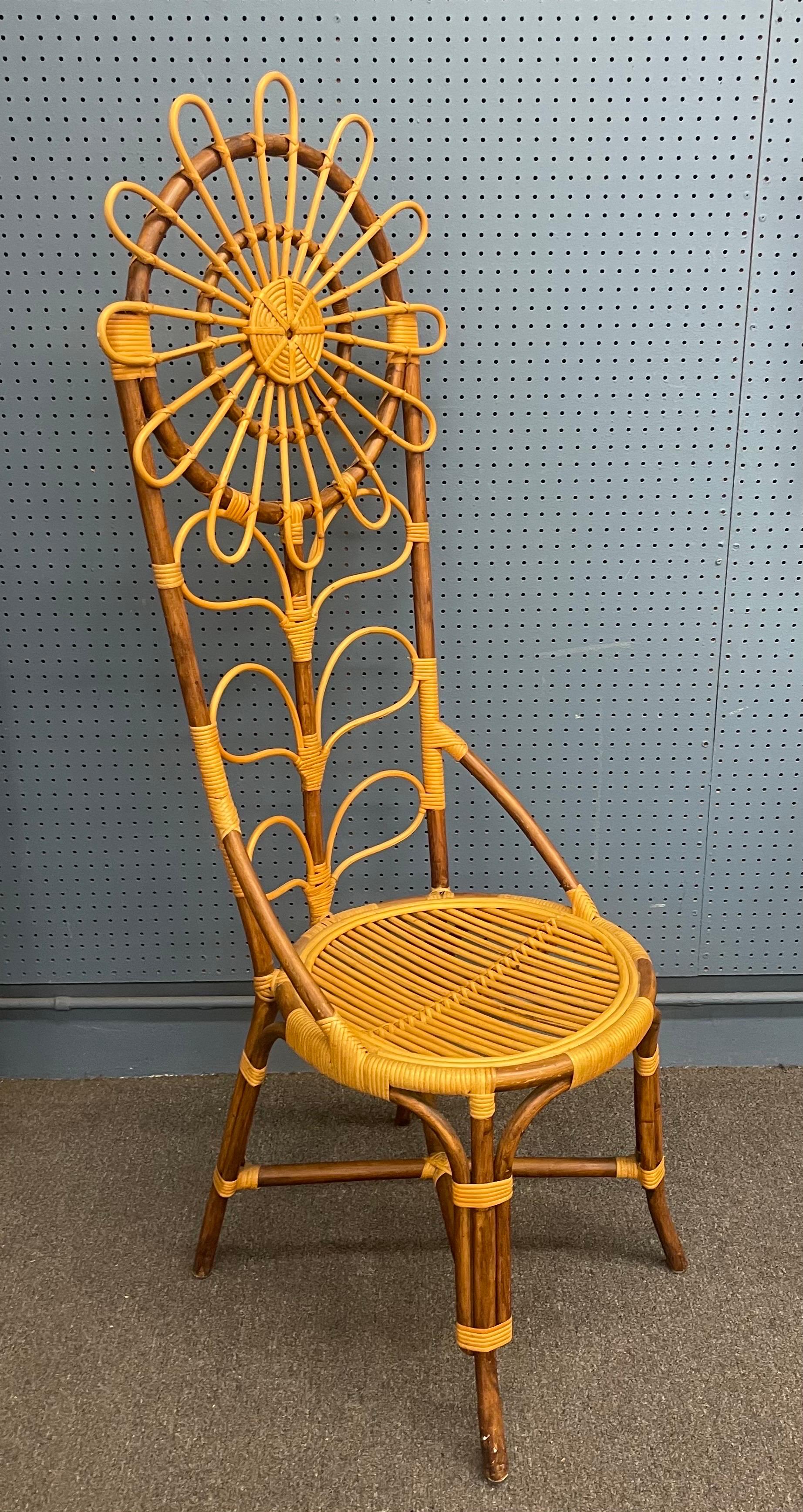 Hand-Crafted Tall Bamboo Sun Flower Chair For Sale