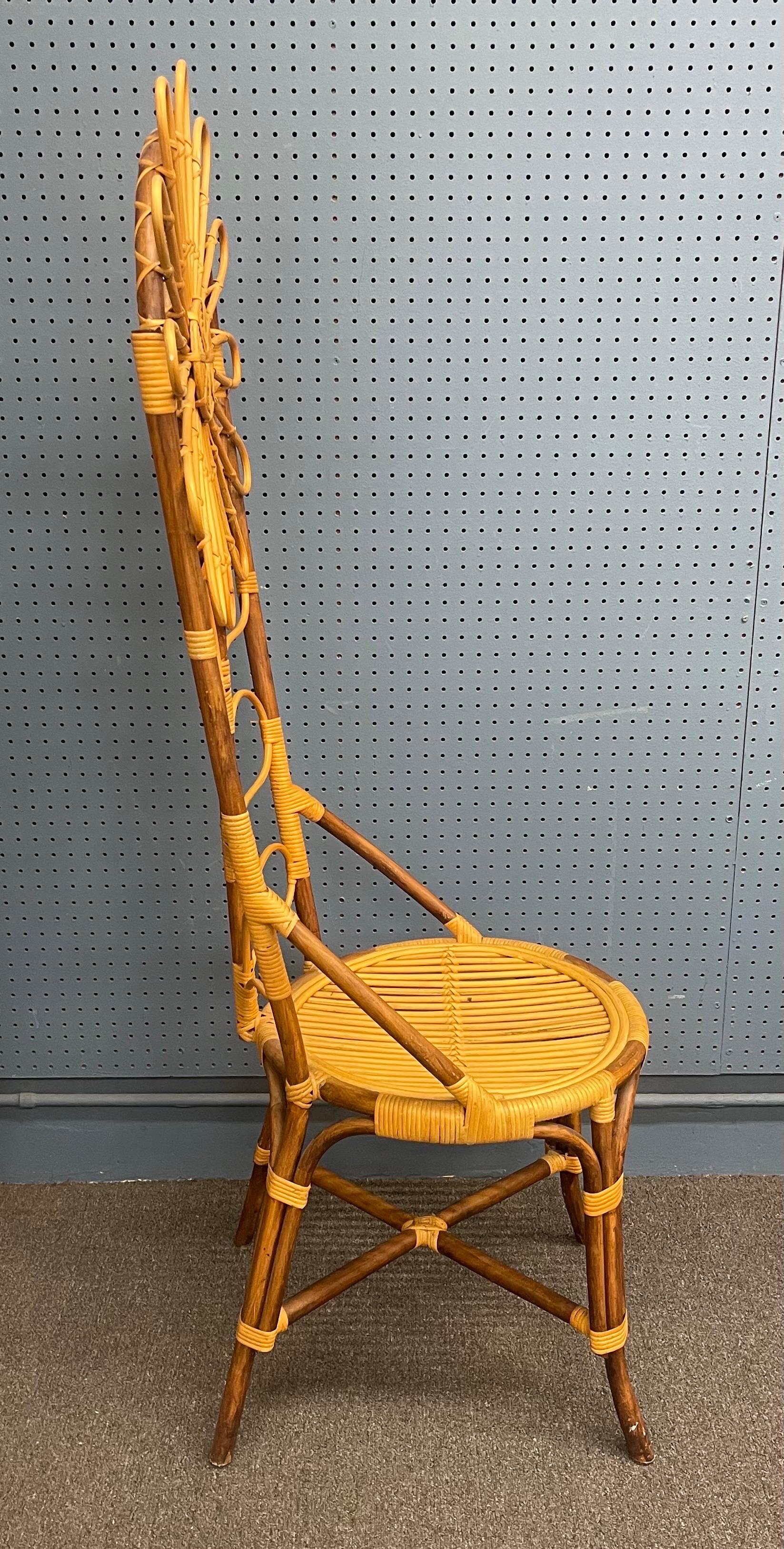 Tall Bamboo Sun Flower Chair In Good Condition For Sale In San Diego, CA