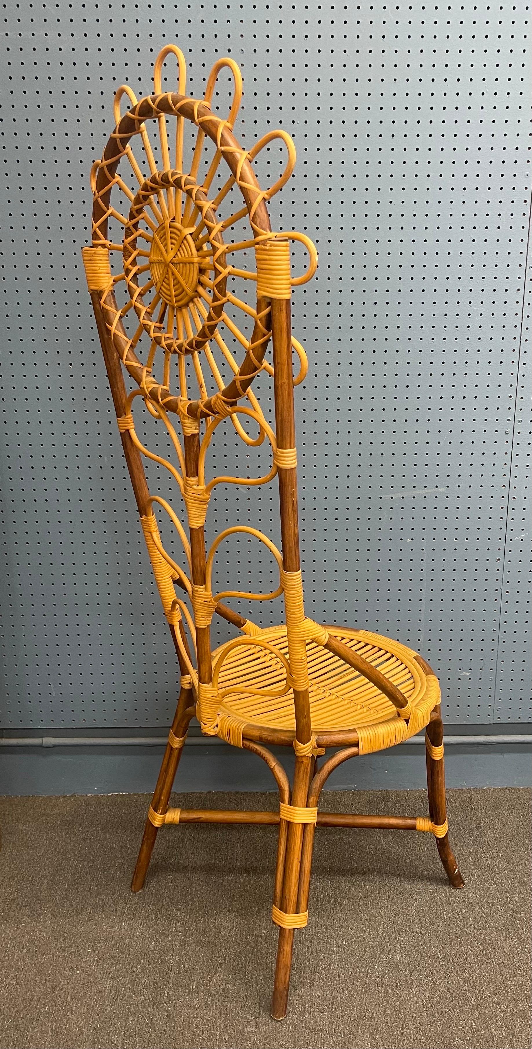 20th Century Tall Bamboo Sun Flower Chair For Sale