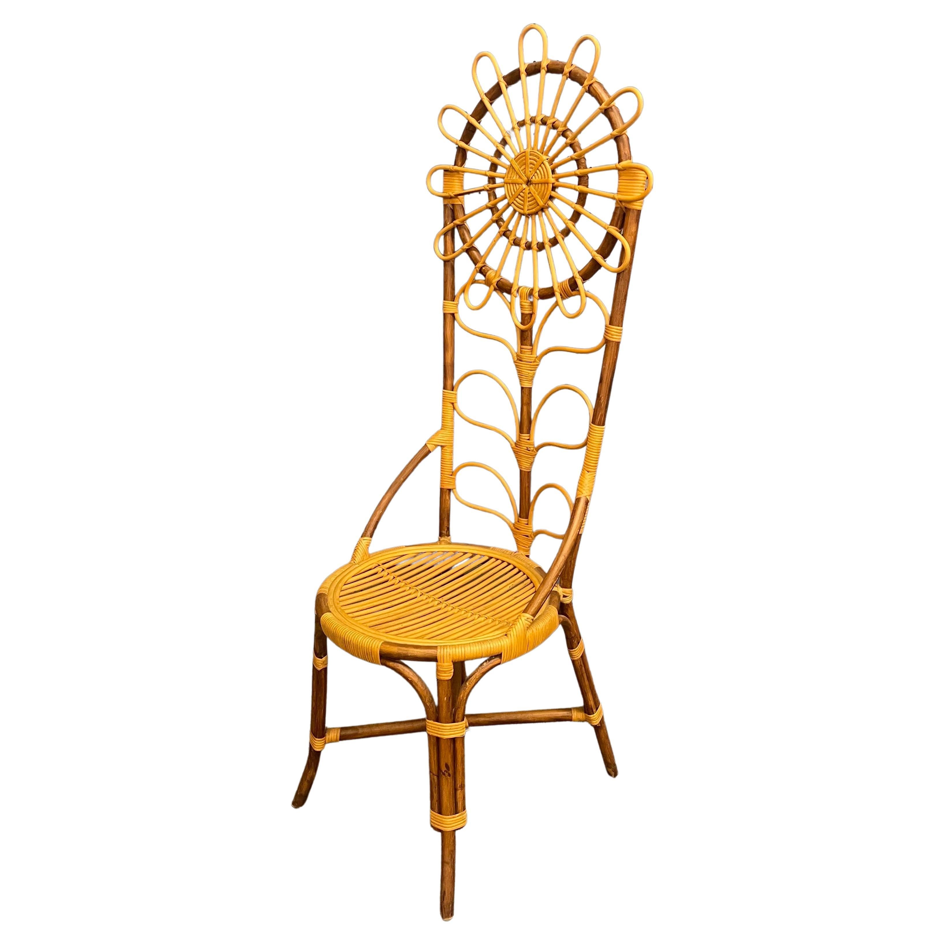 Tall Bamboo Sun Flower Chair For Sale