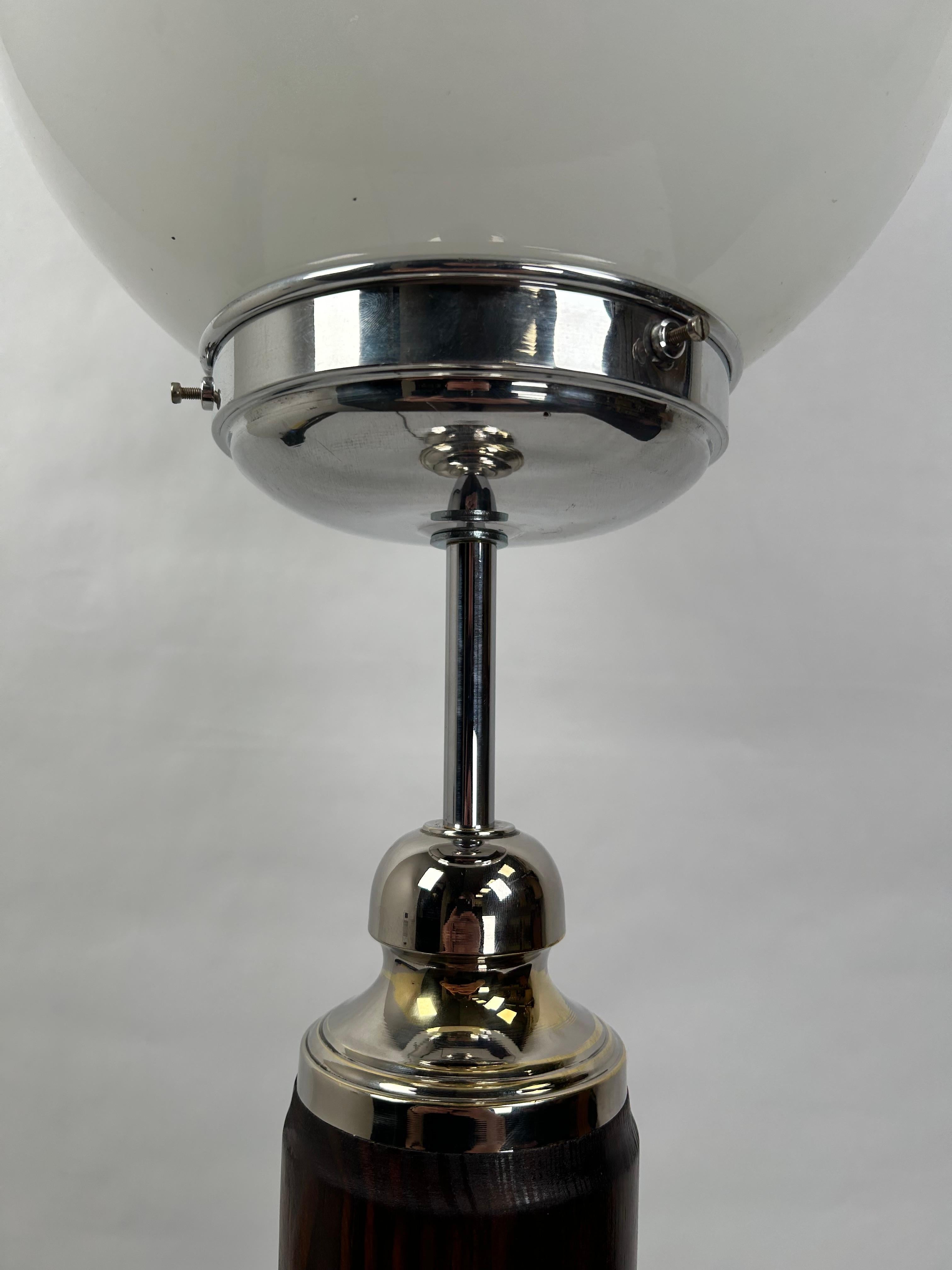 Tall bauhaus table lamp. Professionally stained and repolished, rewired.