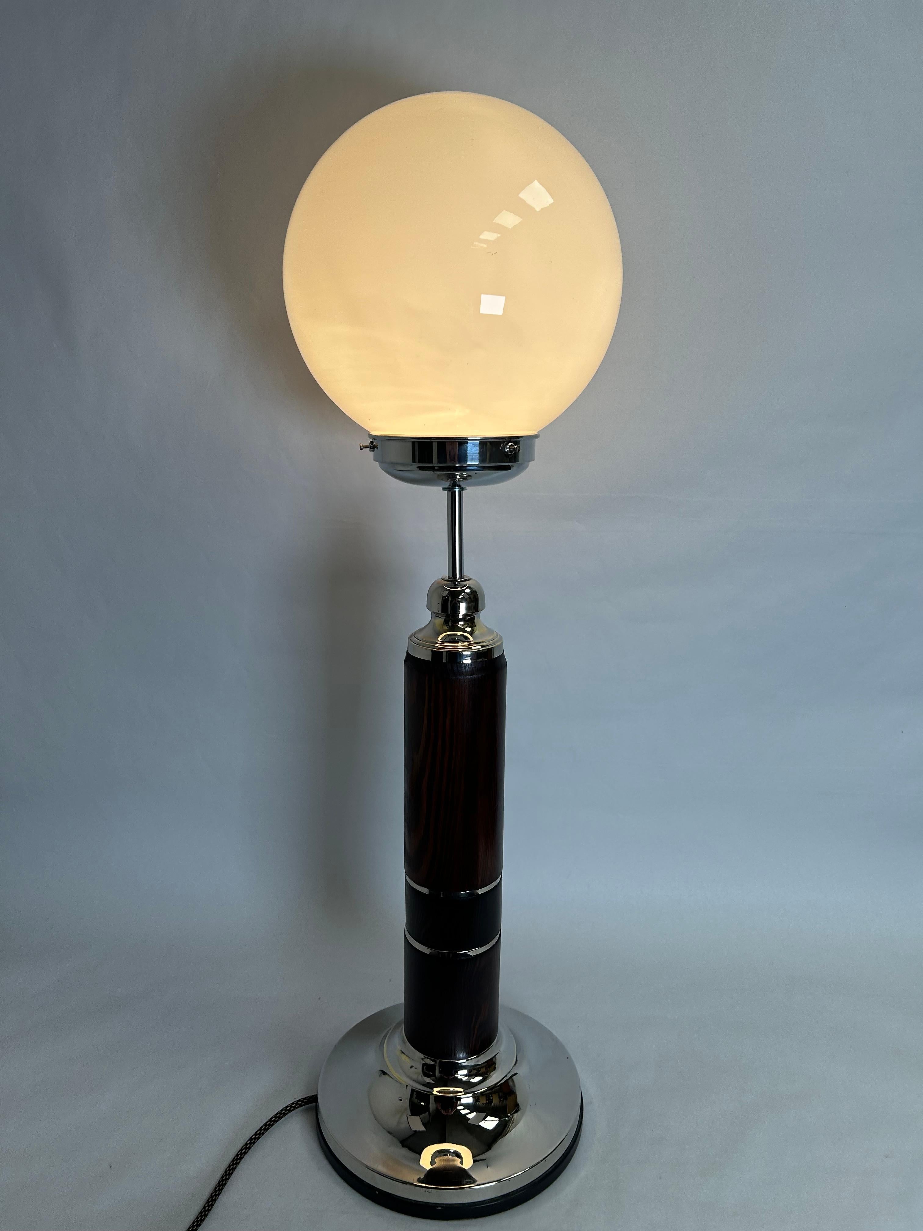 Opaline Glass Tall bauhaus table lamp For Sale
