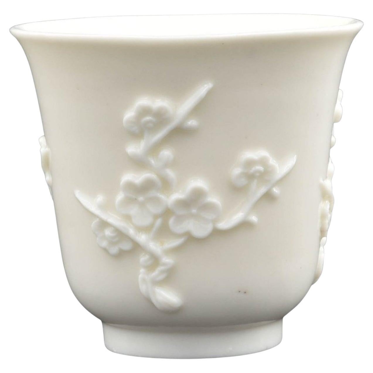 Tall Beaker, Decorated with Prunus, Dehua, C1680 For Sale