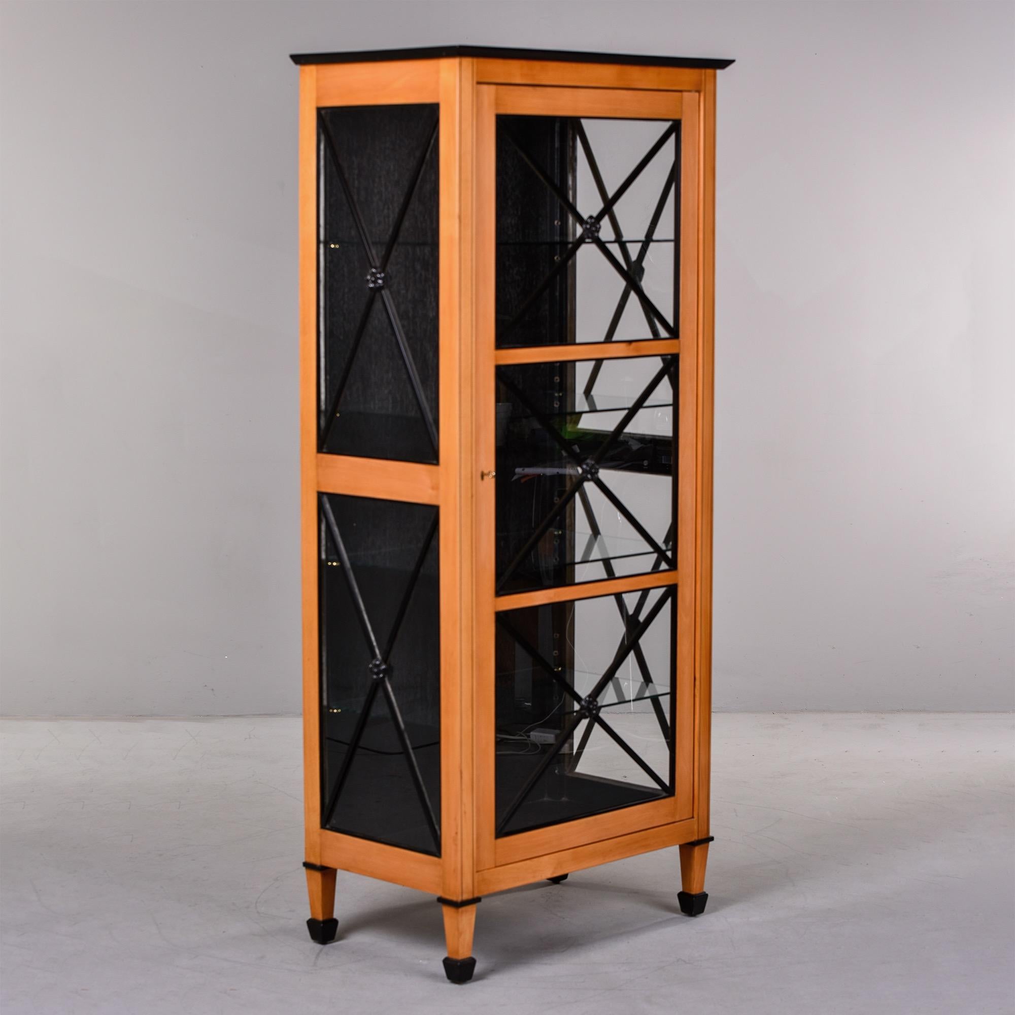 Art Deco Tall Bespoke Deco Inspired Maple Glazed Cabinet For Sale