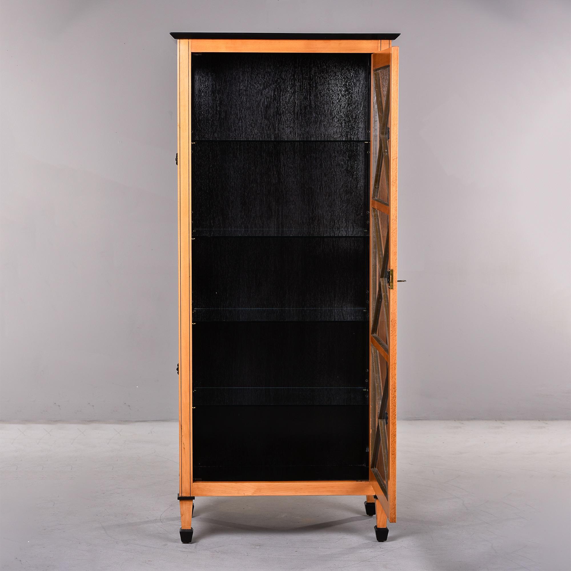 Contemporary Tall Bespoke Deco Inspired Maple Glazed Cabinet For Sale
