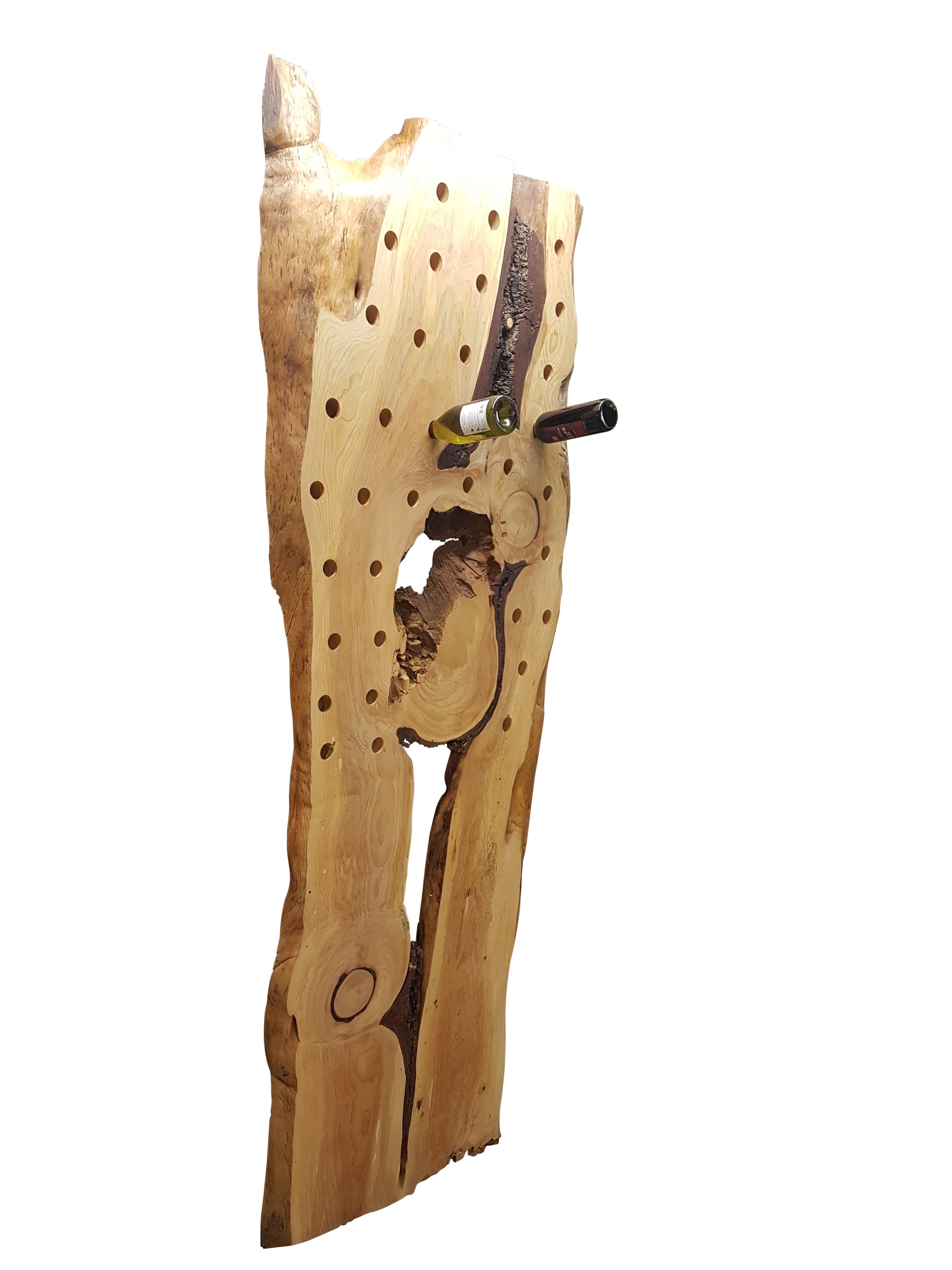 Hand-Crafted Tall Bespoke Wine Rack from Select Slab of Cedar of Lebanon For Sale