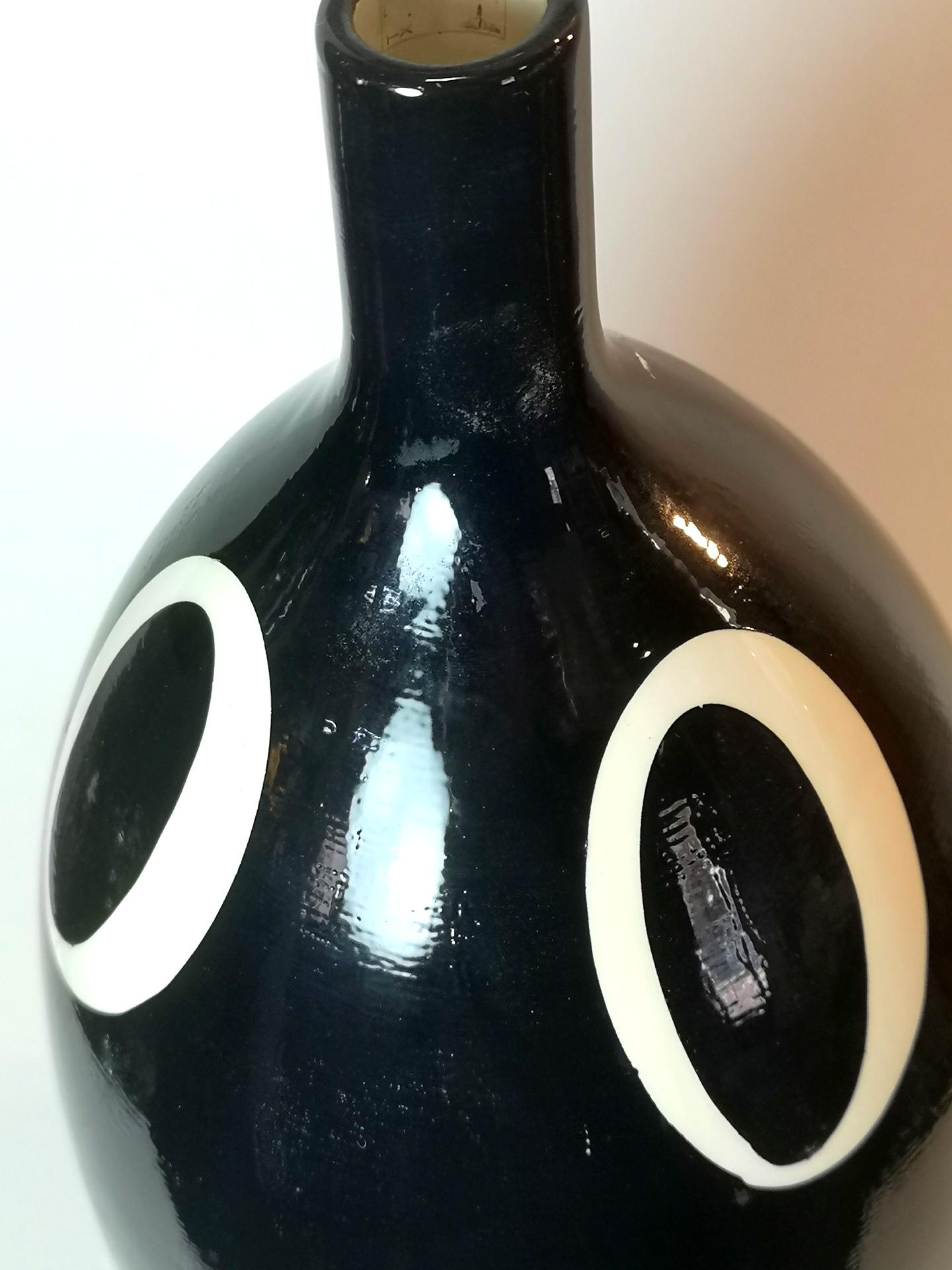 Tall Bicolor Black and White Floor Vase, 1960’s '5394' For Sale 1
