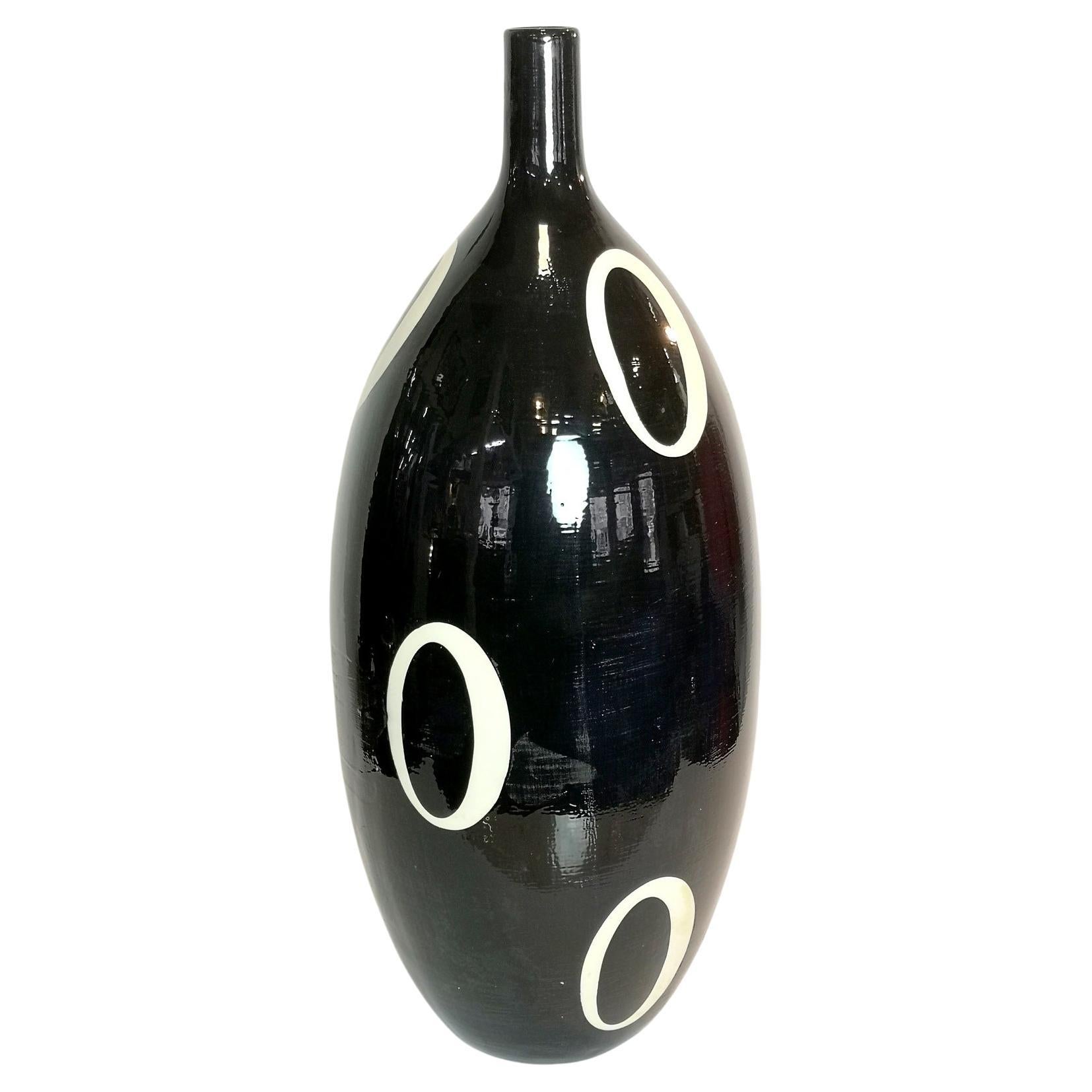 Tall Bicolor Black and White Floor Vase, 1960’s '5394' For Sale