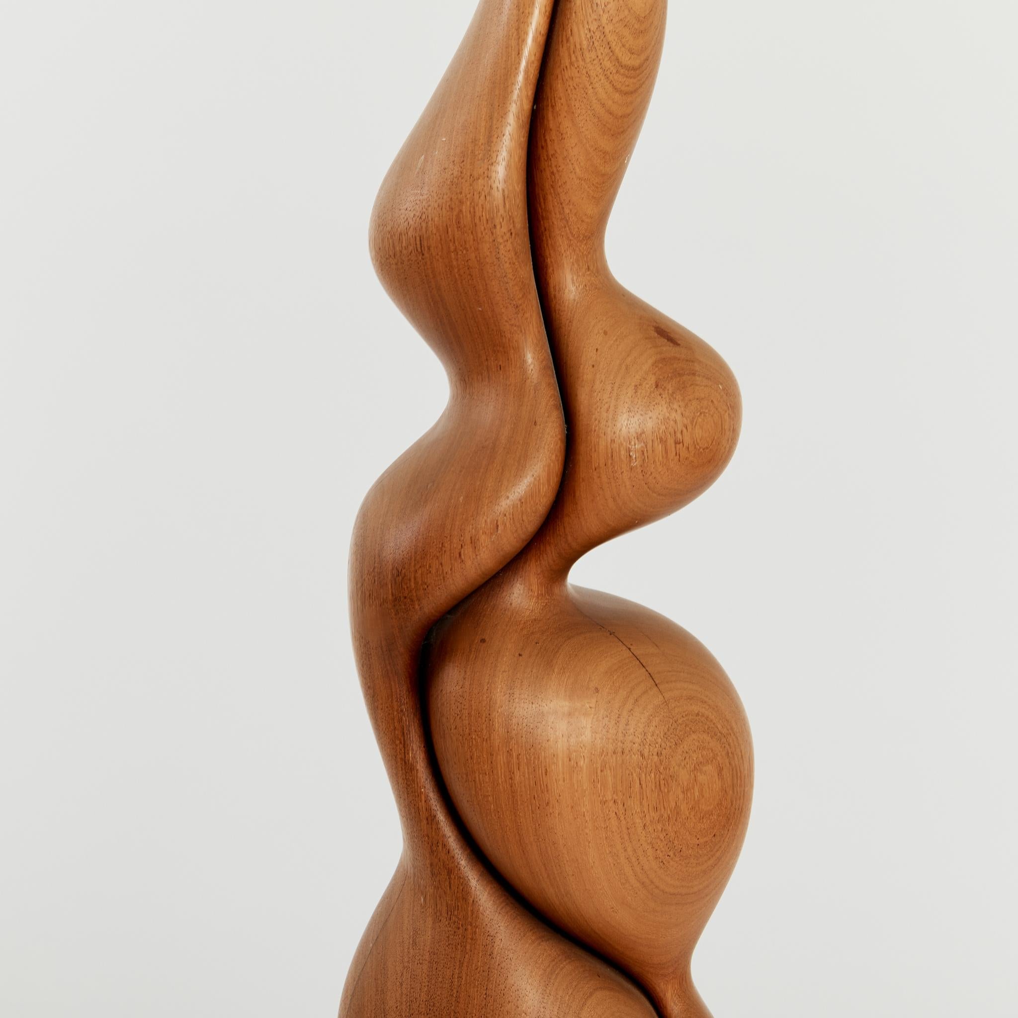 Tall Biomorphic Wood Floor Sculpture with Concrete Plinth 5