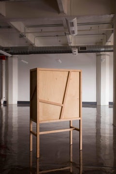 Tall Birch Credenza with Green Lacquer Interior — Modern Storage Cabinet, Handma