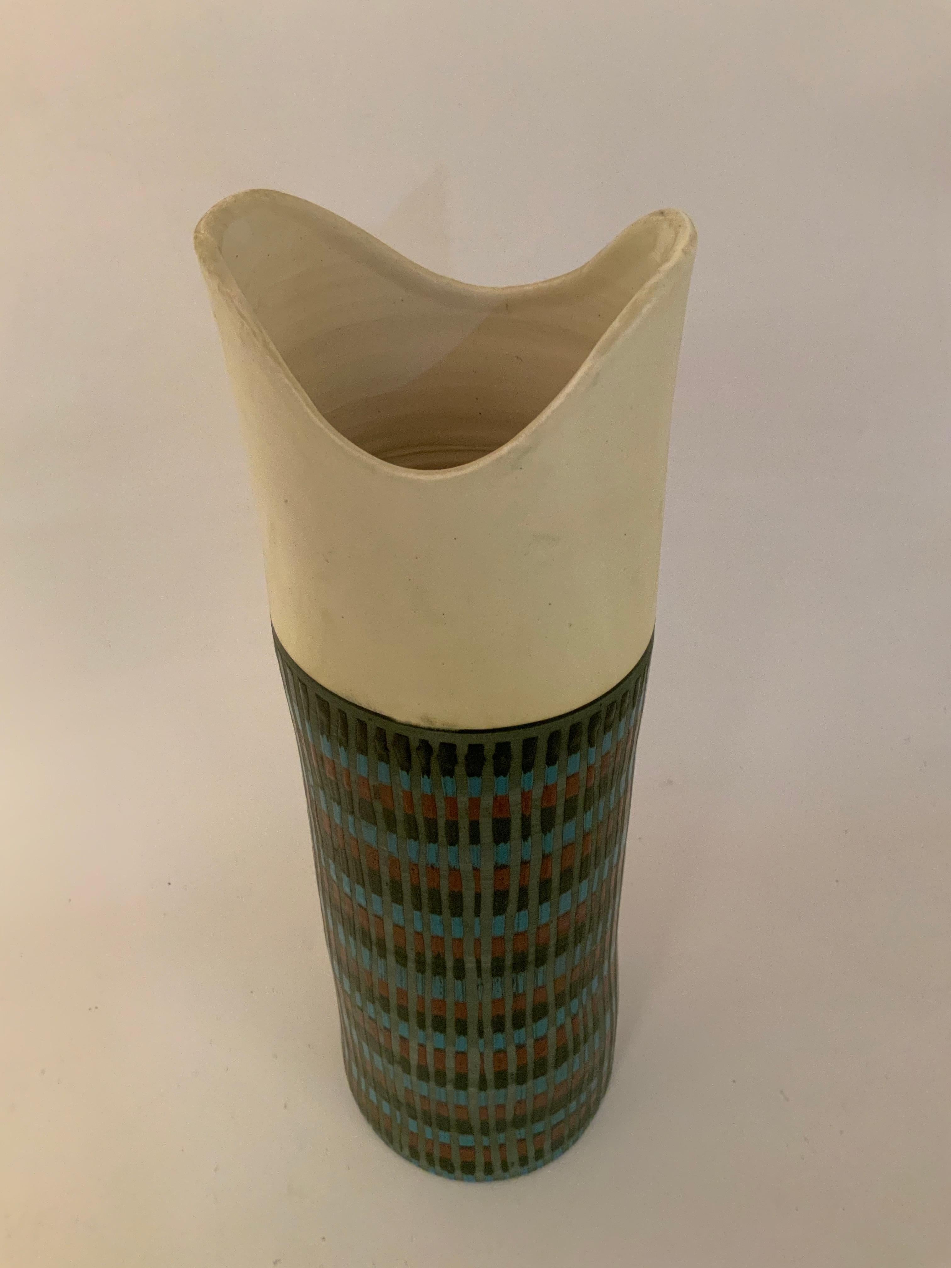Mid-Century Modern Tall Bitossi Italian Pottery Vase