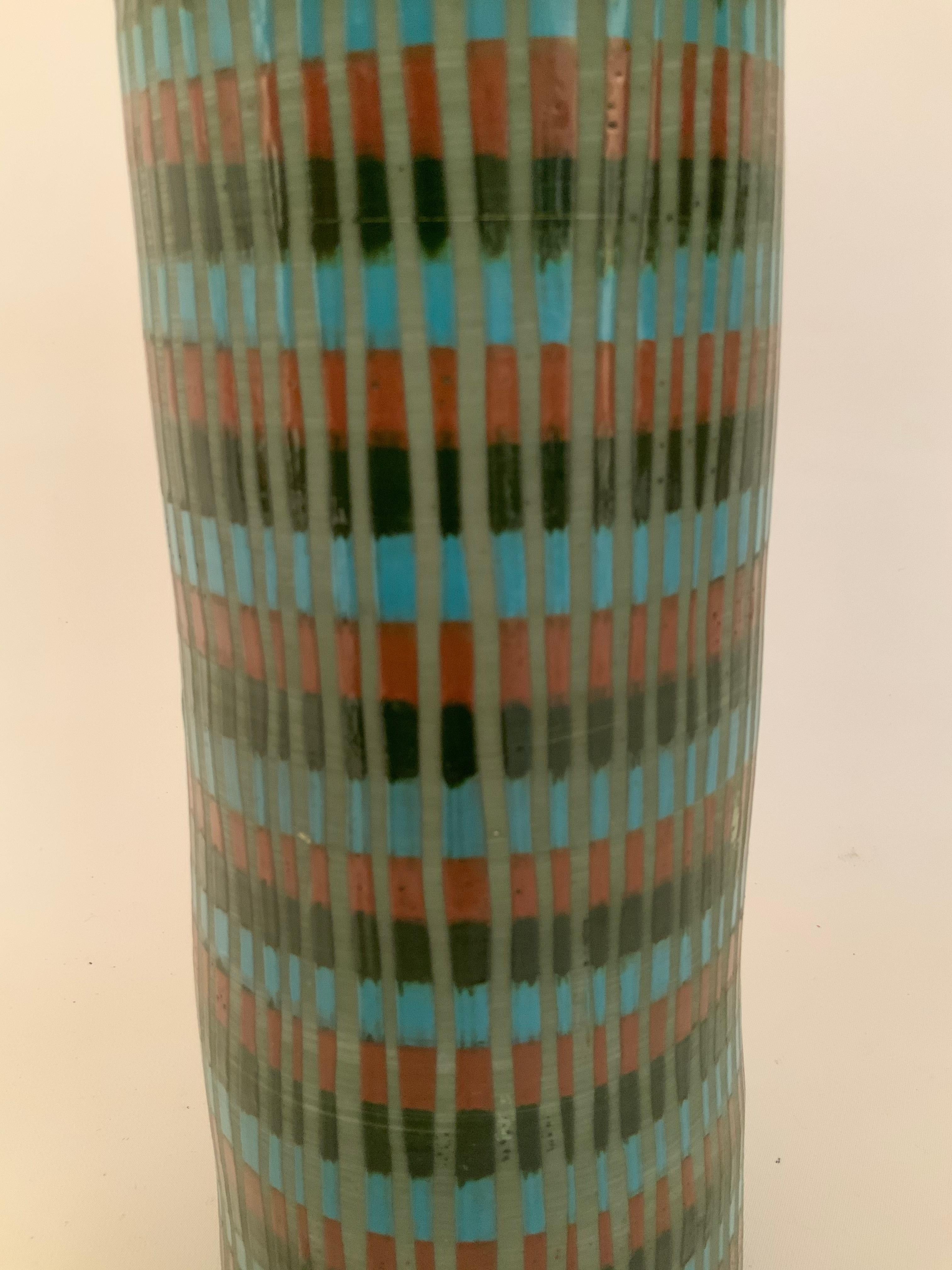 Ceramic Tall Bitossi Italian Pottery Vase