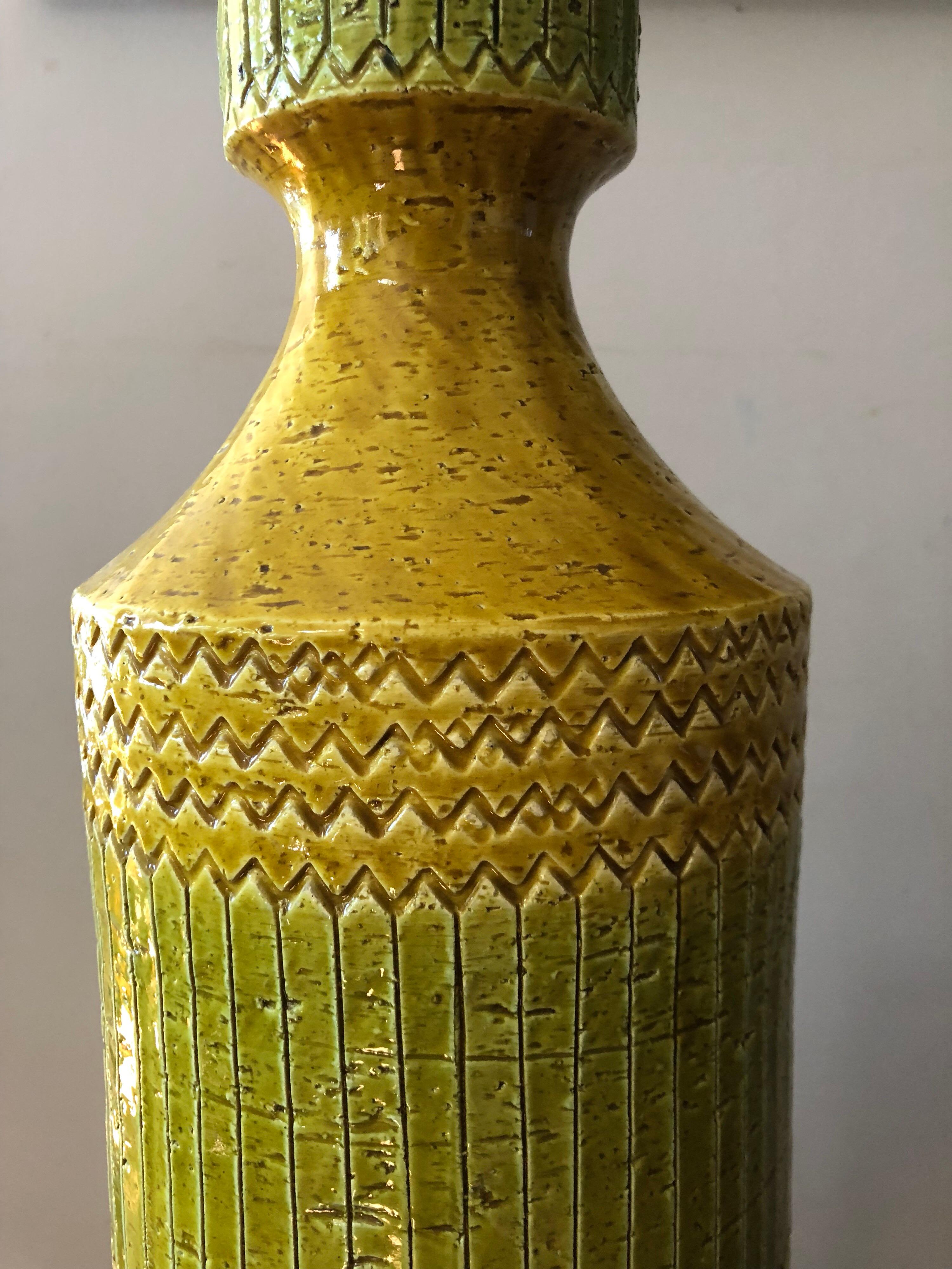 Italian Tall Bitossi Mid-20th Century Modern Aldo Londi Art Pottery Lamp For Sale