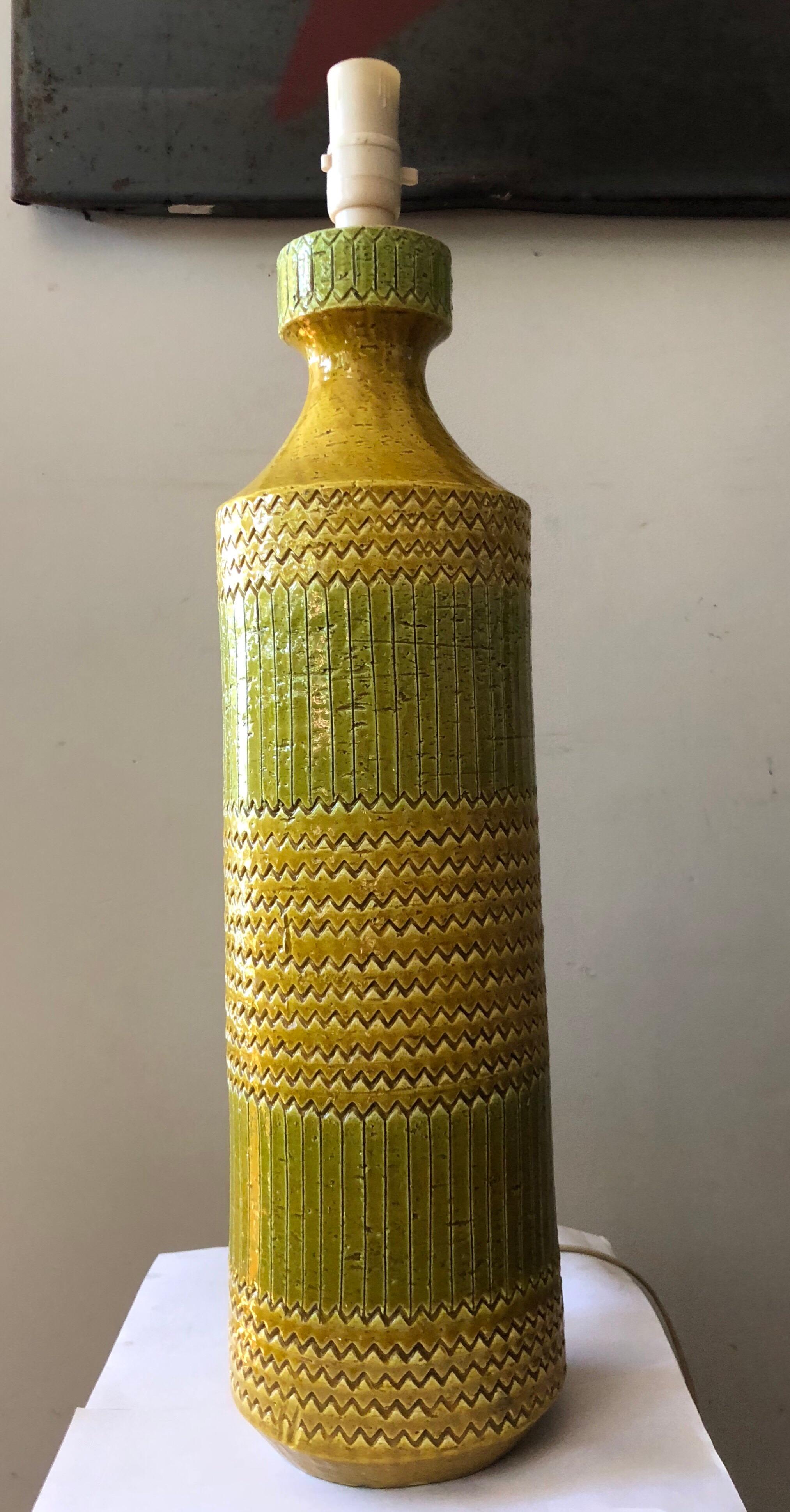 Tall Bitossi Mid-20th Century Modern Aldo Londi Art Pottery Lamp For Sale 1