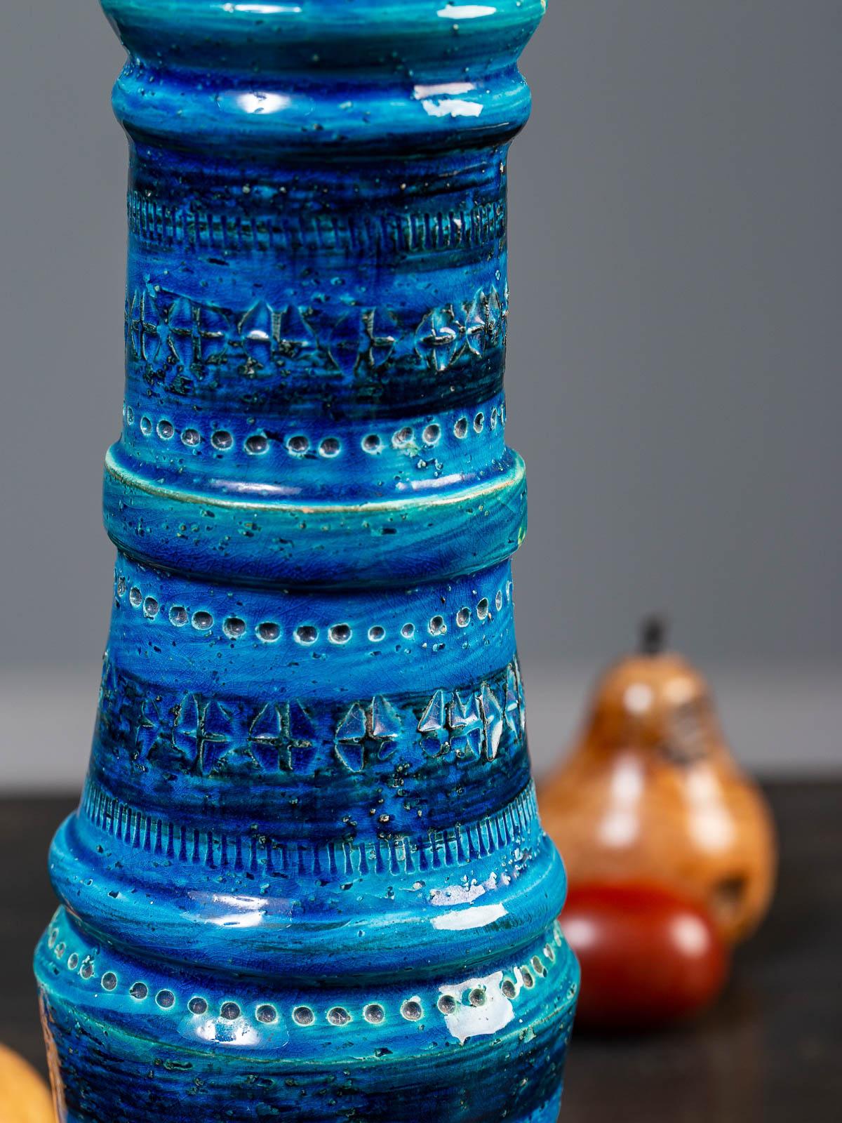 Tall Bitossi Rimini Blue Vintage Italian Ceramic Vase, circa 1960 1