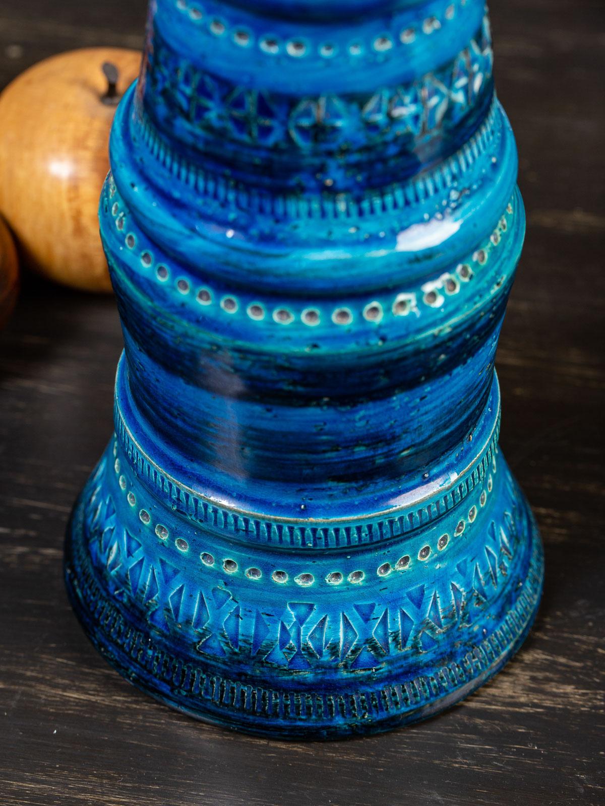 Tall Bitossi Rimini Blue Vintage Italian Ceramic Vase, circa 1960 2