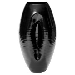 Tall Black Cut Form No 95, a Ceramic Vessel by Nicholas Arroyave-Portela
