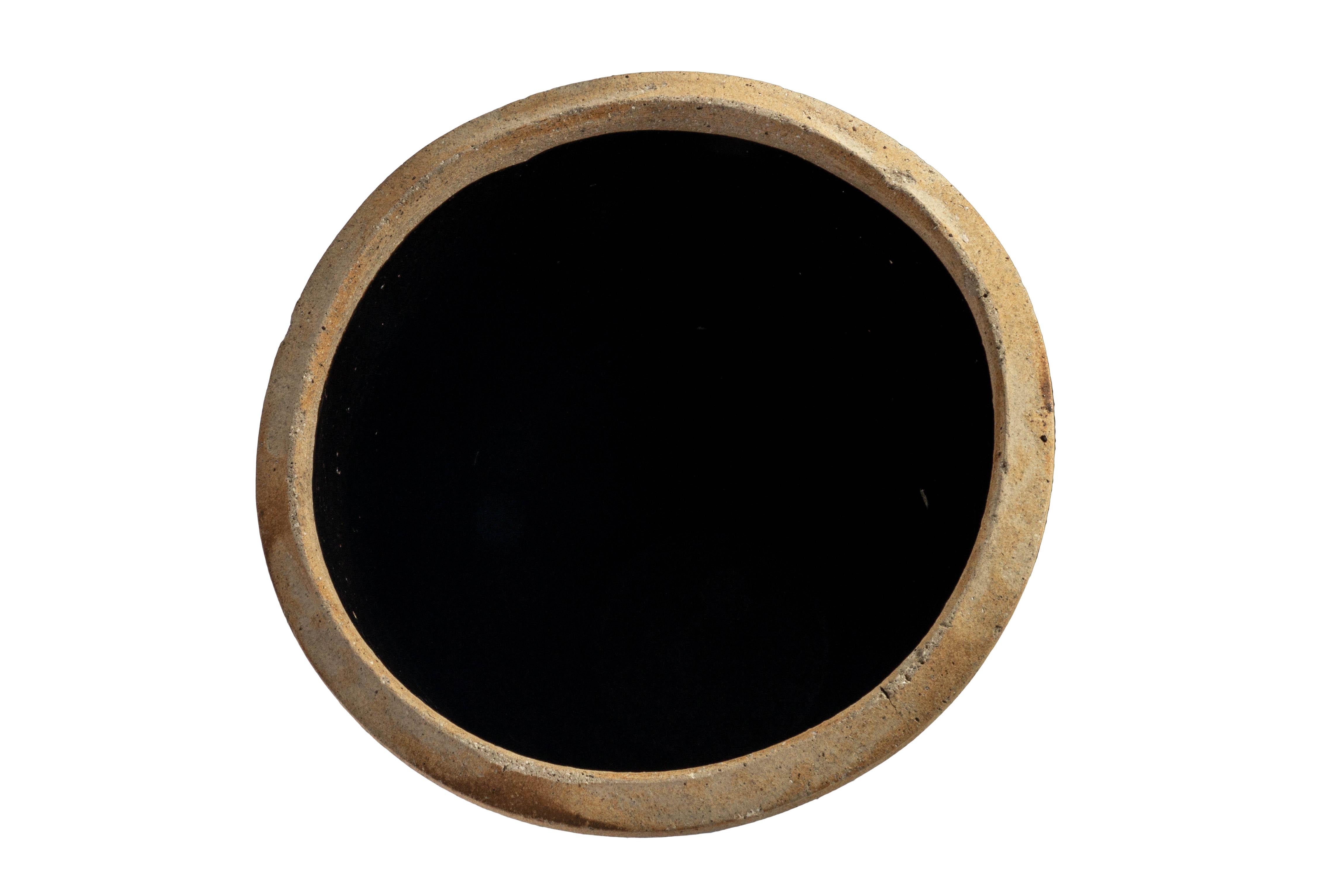Großes schwarz glasiertes Terrakotta-Vorratsgefäß  (Glasiert) im Angebot
