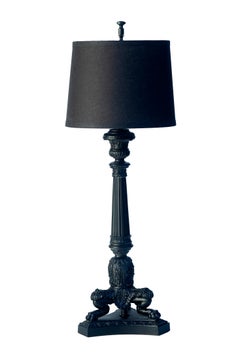 Tall Black Metal Candlestick Lamp on Tripod Base