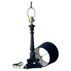 Tall Black Metal Candlestick Lamp on Tripod Base